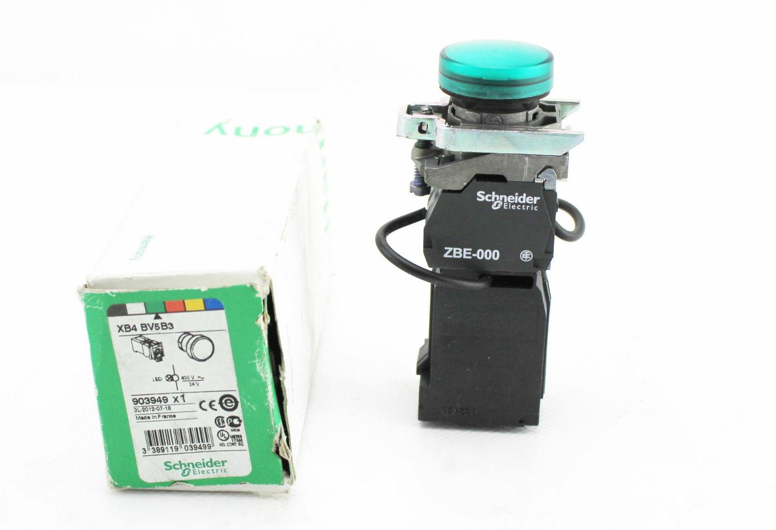 Pilot light, Harmony XB4,metal, green, 22mm, universal LED, plain lens, 400V AC