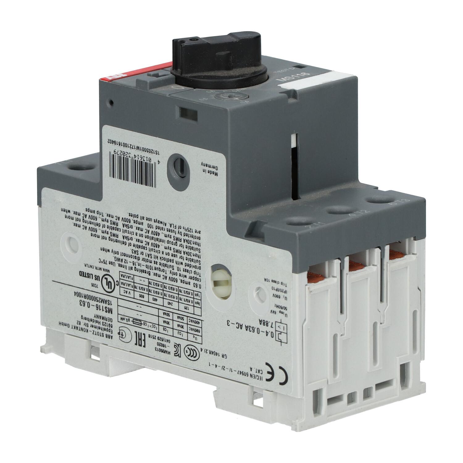 MS116-0.63 Manual Motor Starter 0.40 ... 0.63 A