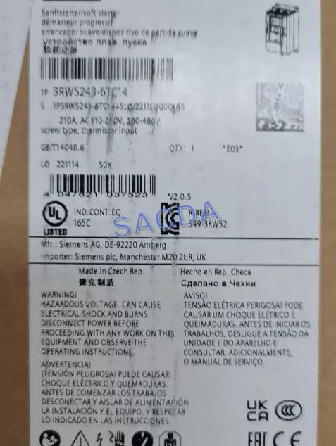 3RW52 480V 210A 110-250V screw therm