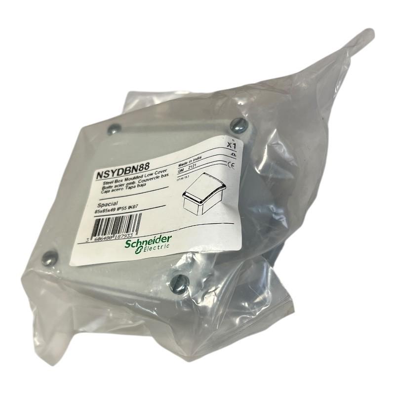 Metal industrial box - low plain cover - H85xW85xD49 - IP55 - grey RAL 7035