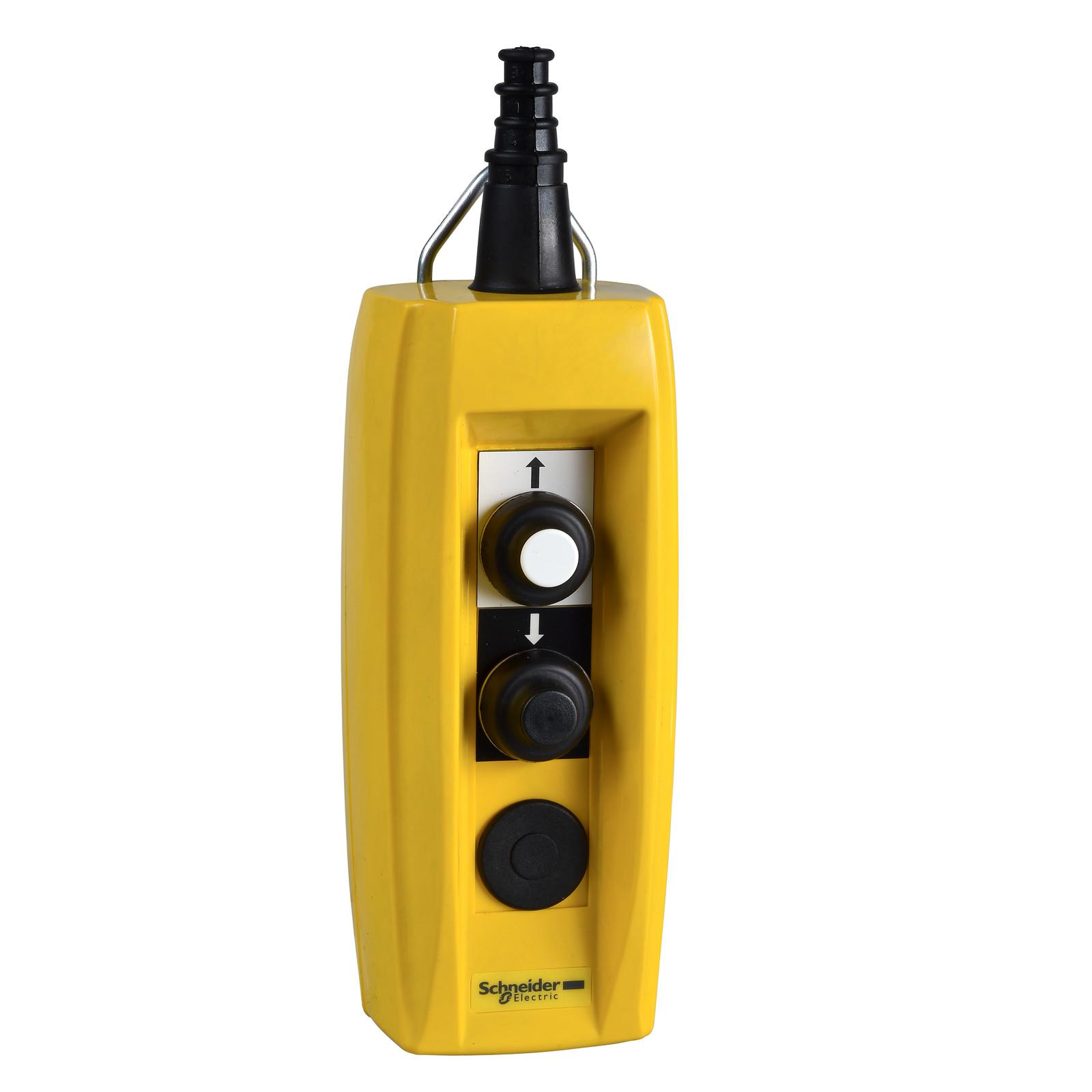 Pendant control station, Harmony XAC, plastic, yellow, 2 push buttons, 20A, cable 7…13mm