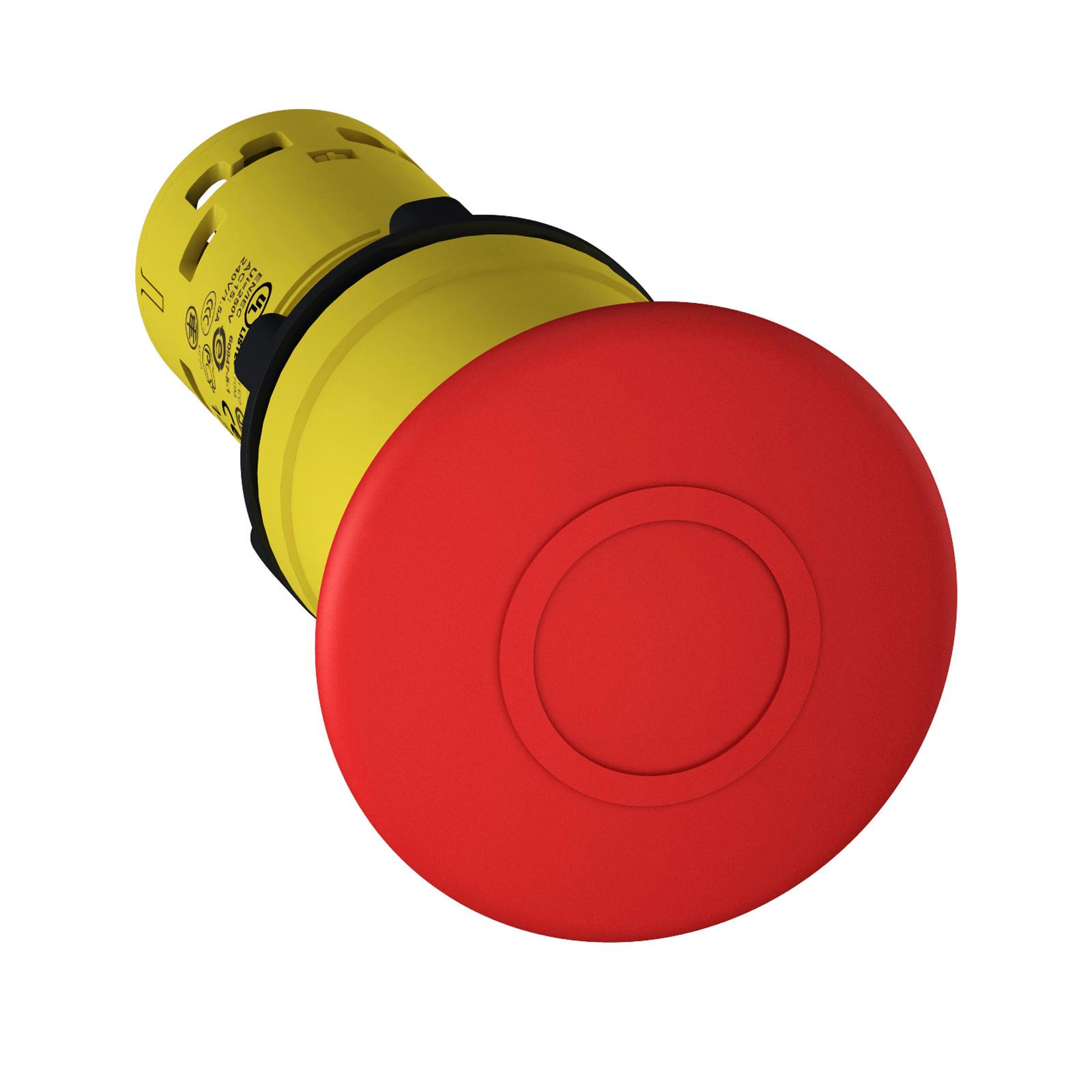 Emergency stop push button, Harmony XB7, 22mm, red mushroom 40mm, pull to release, 2NC