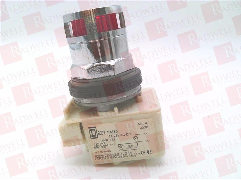 Illuminated push-button head, Harmony 9001K, metal, metal guard flush, red, 30mm, spring return, 24-28V