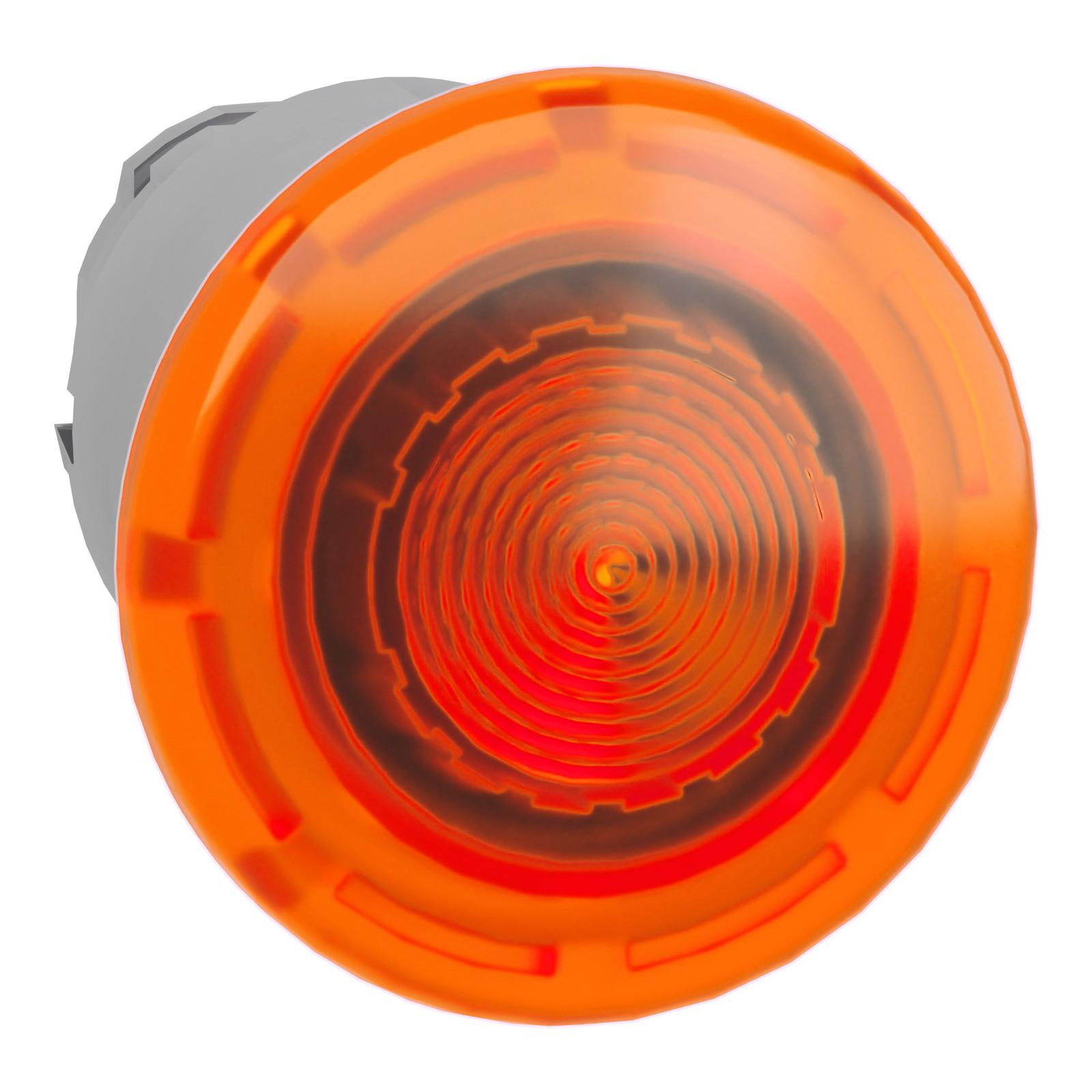 Head for illuminated push button, Harmony XB4, metal, orange muhroom 40mm, 22mm, universal LED, latching push pull