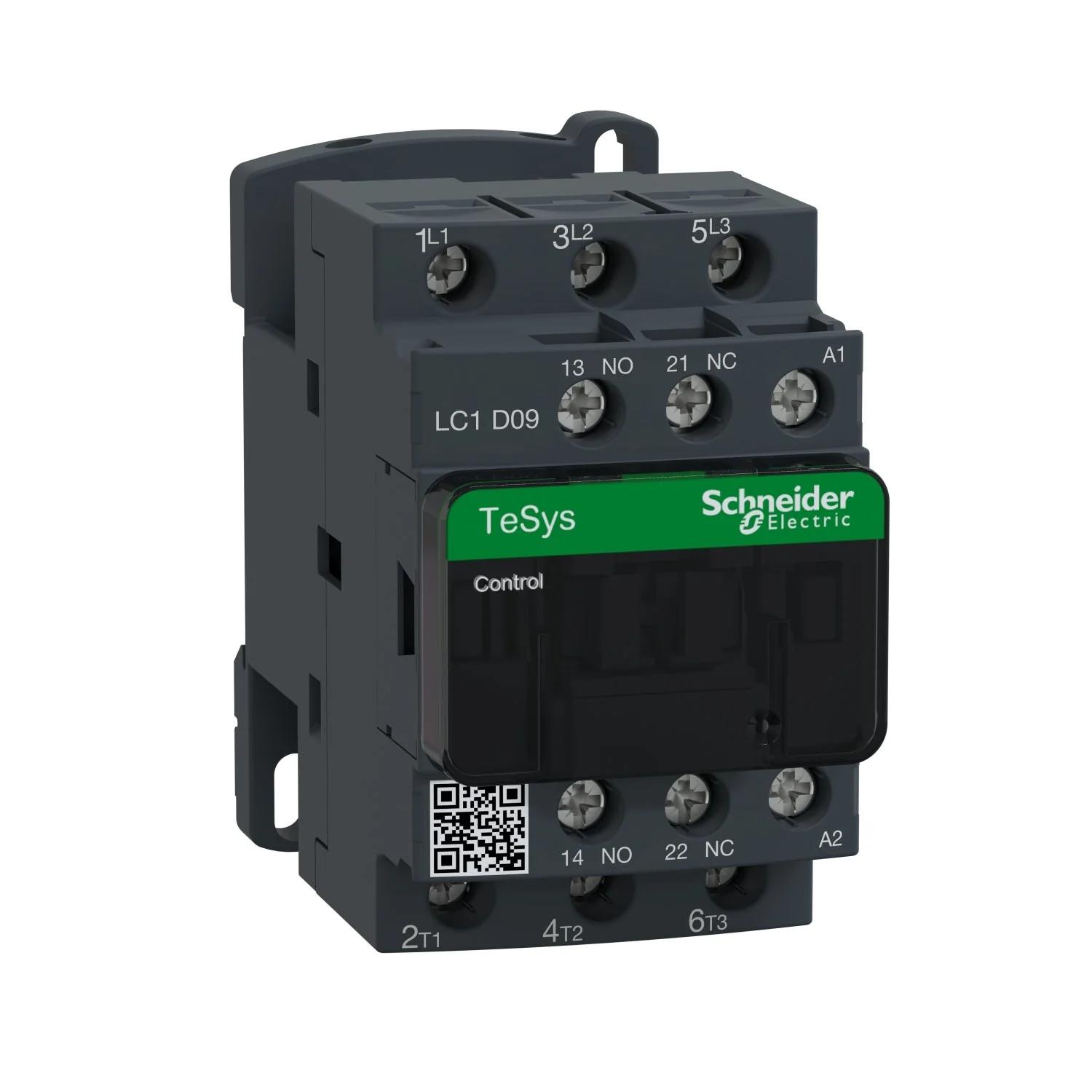 IEC contactor, TeSys Deca, nonreversing, 9A, 5HP at 480VAC, up to 100kA SCCR, 3 phase, 3 NO, 230VAC 50/60Hz coil, open style