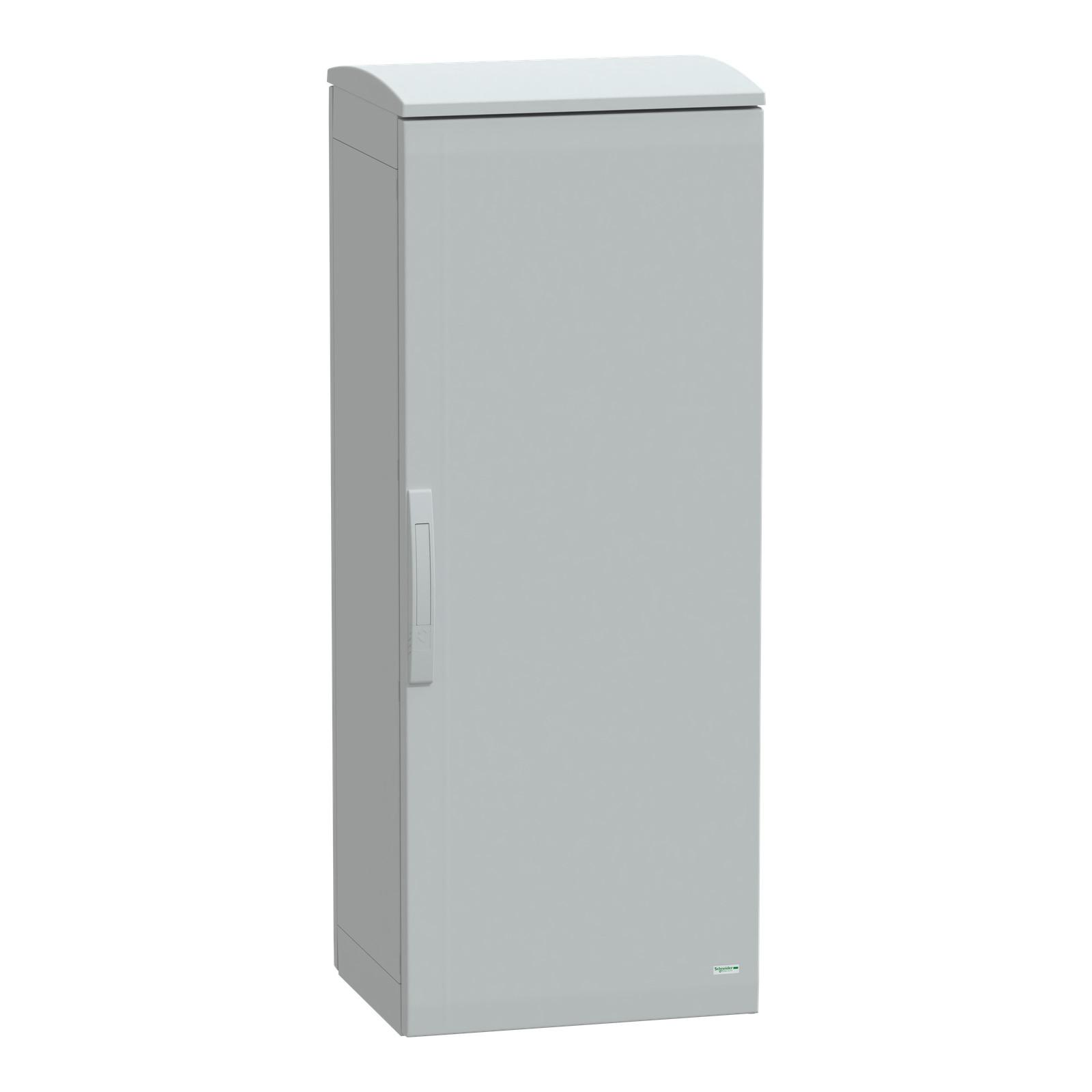Floor standing polyester enclosure, Thalassa PLA, plain door, ventilated canopy, 1250x500x420mm, IP44, IK10