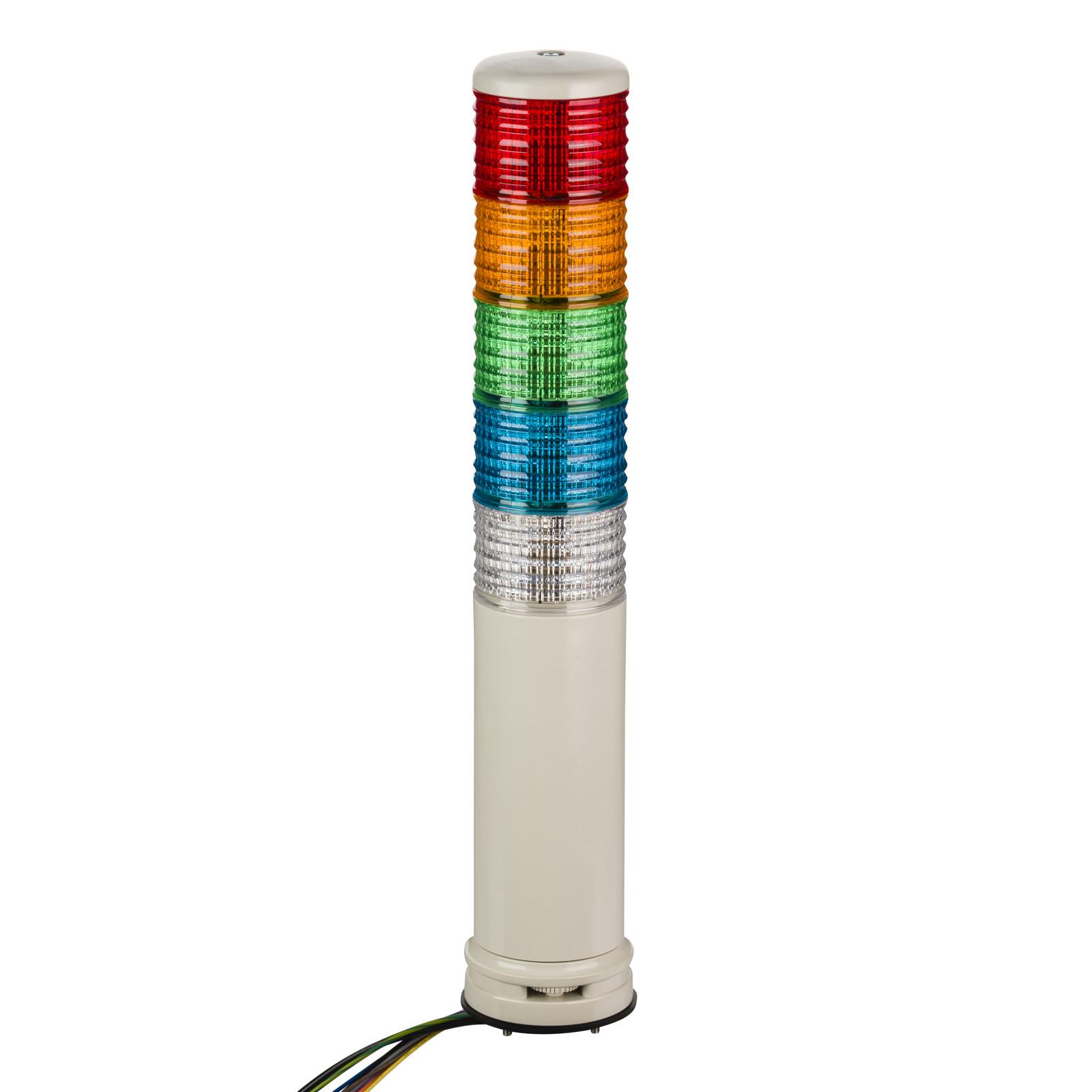 Harmony XVC, Monolithic precabled tower light, plastic, red orange green blue clear, Ø60, tube mount, steady or flashing, buzzer, IP54, 100…240 V AC