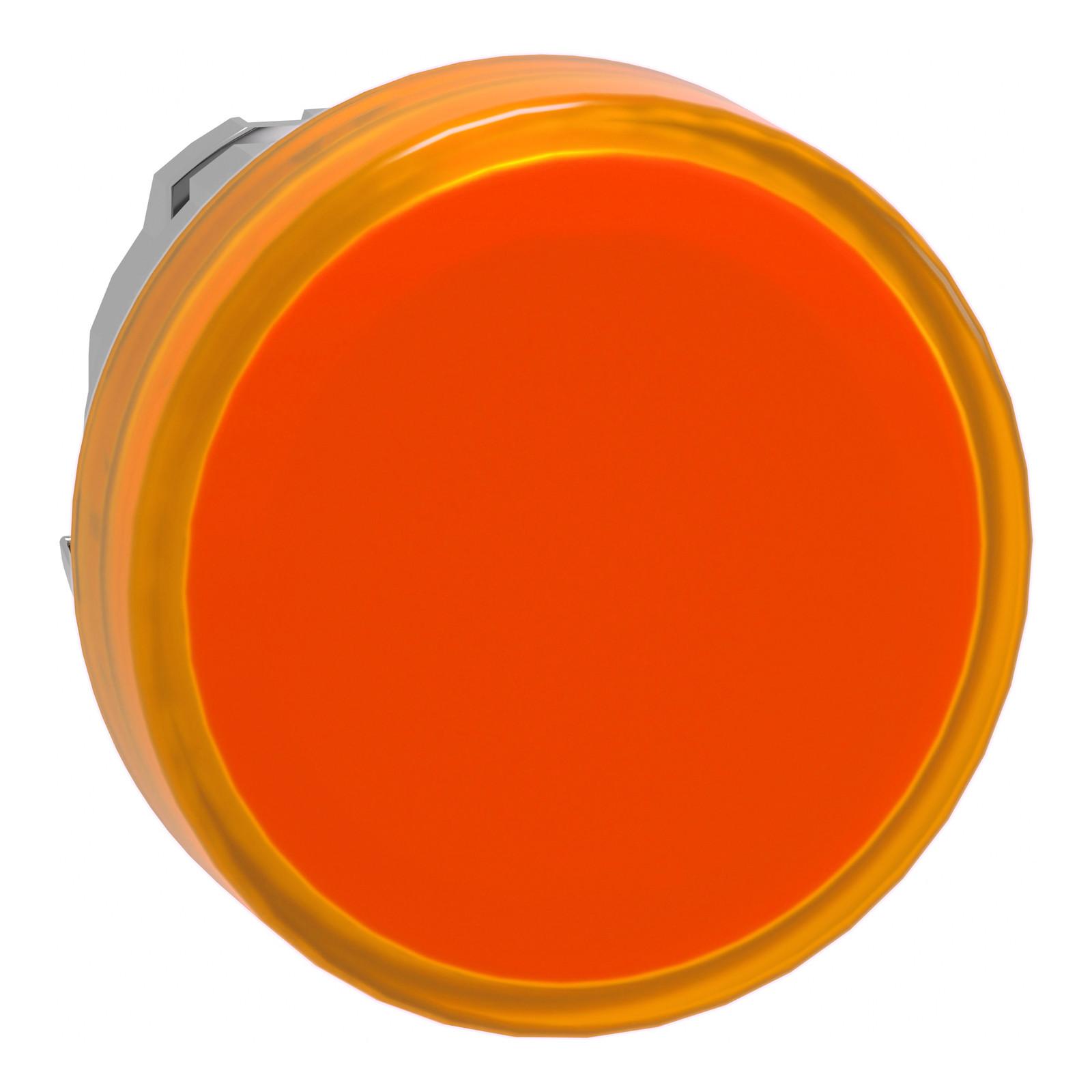 Head for pilot light, Harmony XB4, orange, 22mm, with plain lens, universal LED