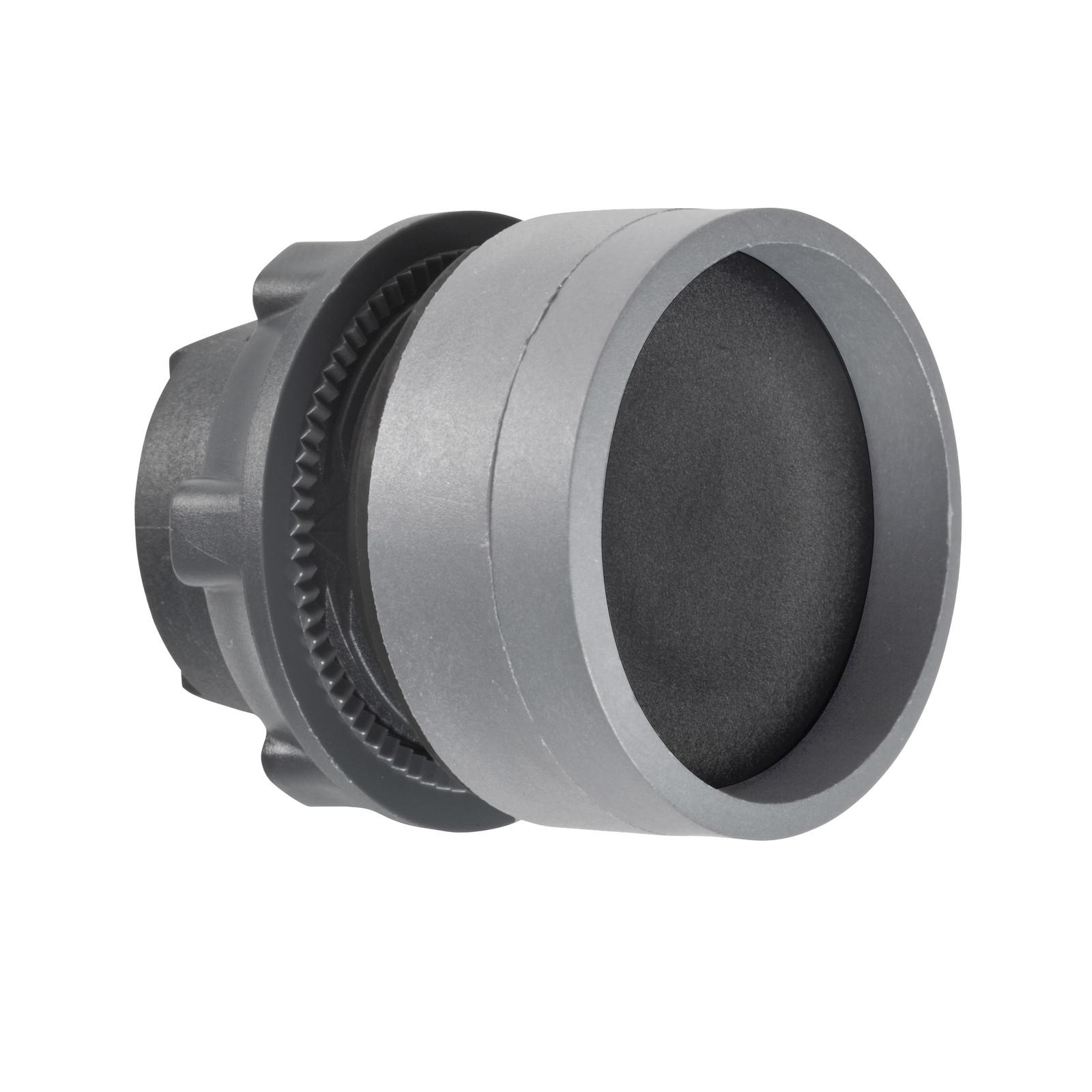 Harmony XB5, Push button head, plastic, recessed, black, Ø22, spring return, unmarked, grey bezel