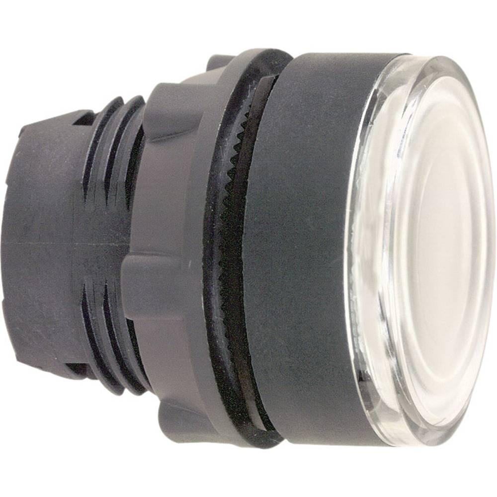 Head for illuminated push button, Harmony XB5, plastic, white flush, 22mm, universal LED, spring return, plain lens