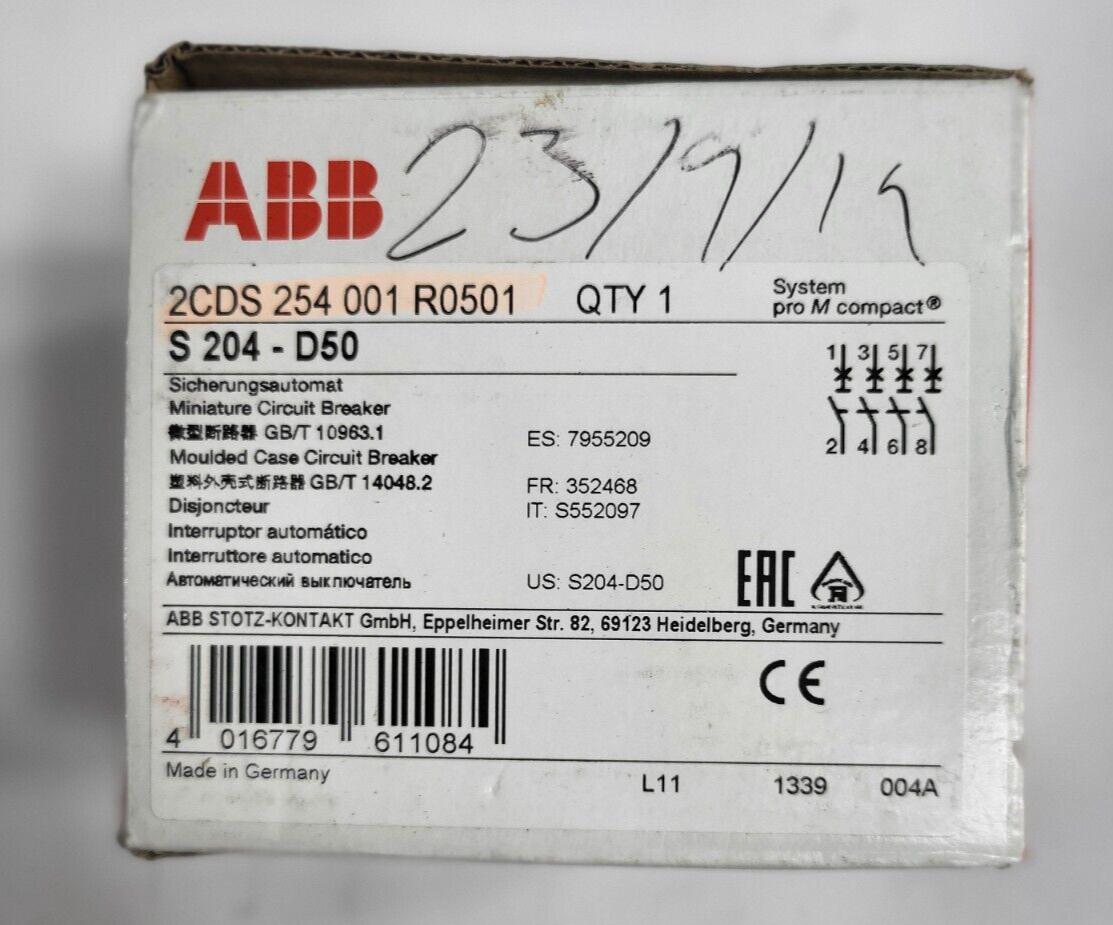 S204-D50 Miniature Circuit Breaker - 4P - D - 50 A