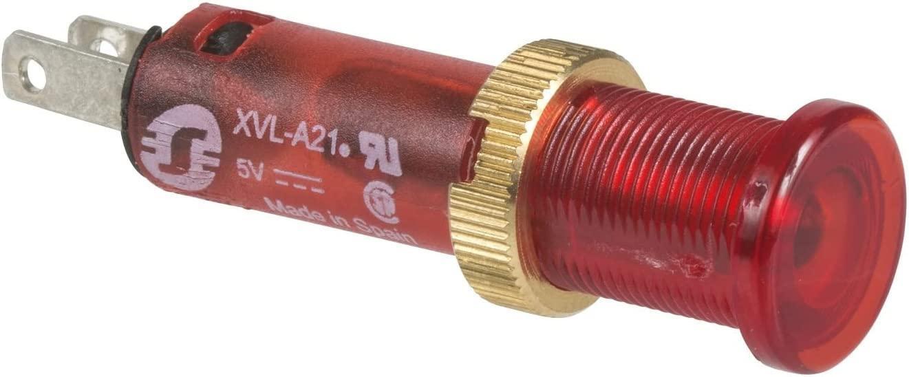 Pilot light, Harmony XVL, plastic, red, 8mm, covered LED, faston connectors, 24V DC