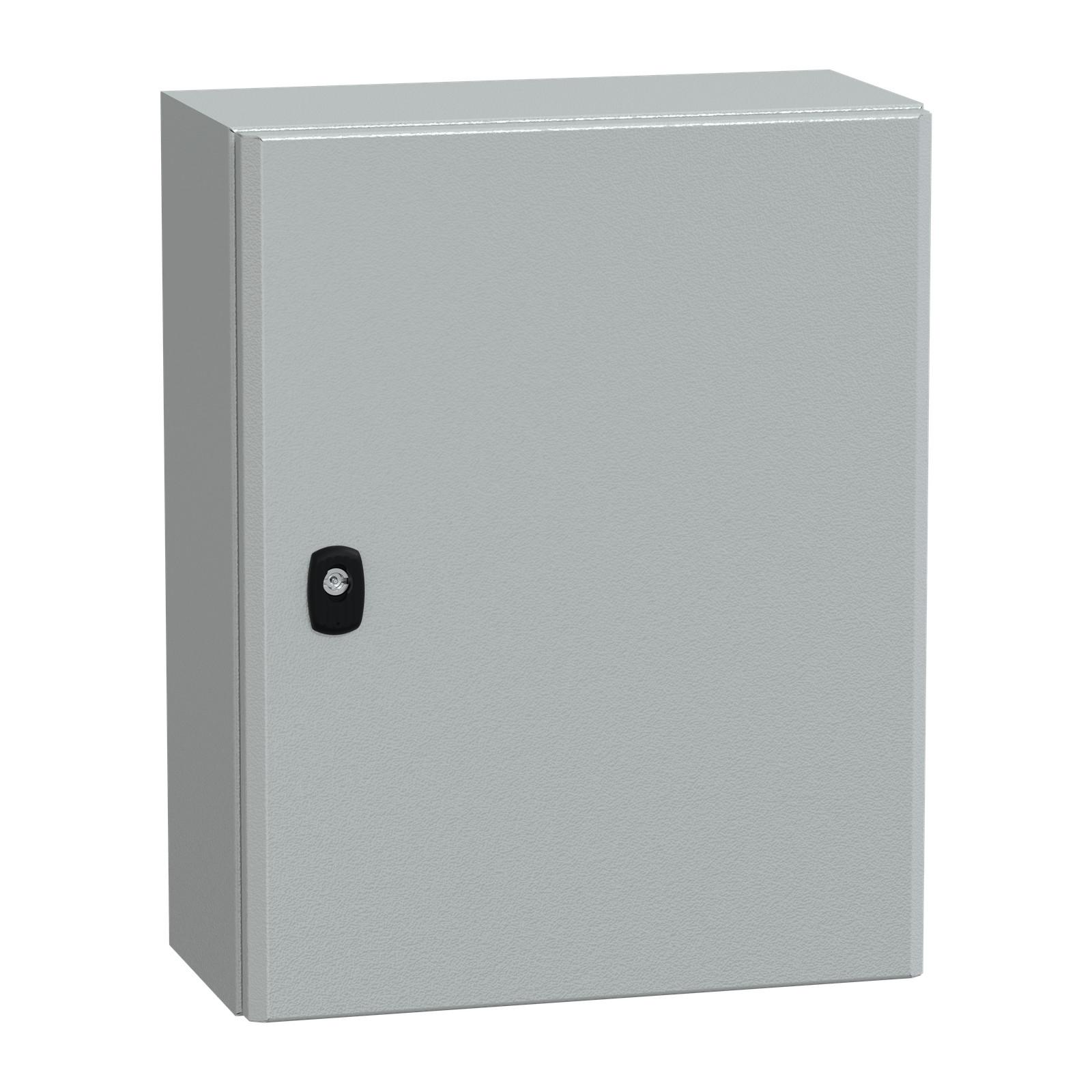 Wall mounted steel enclosure, Spacial S3D, plain door, with mounting plate, 500x400x200mm, IP66, IK10
