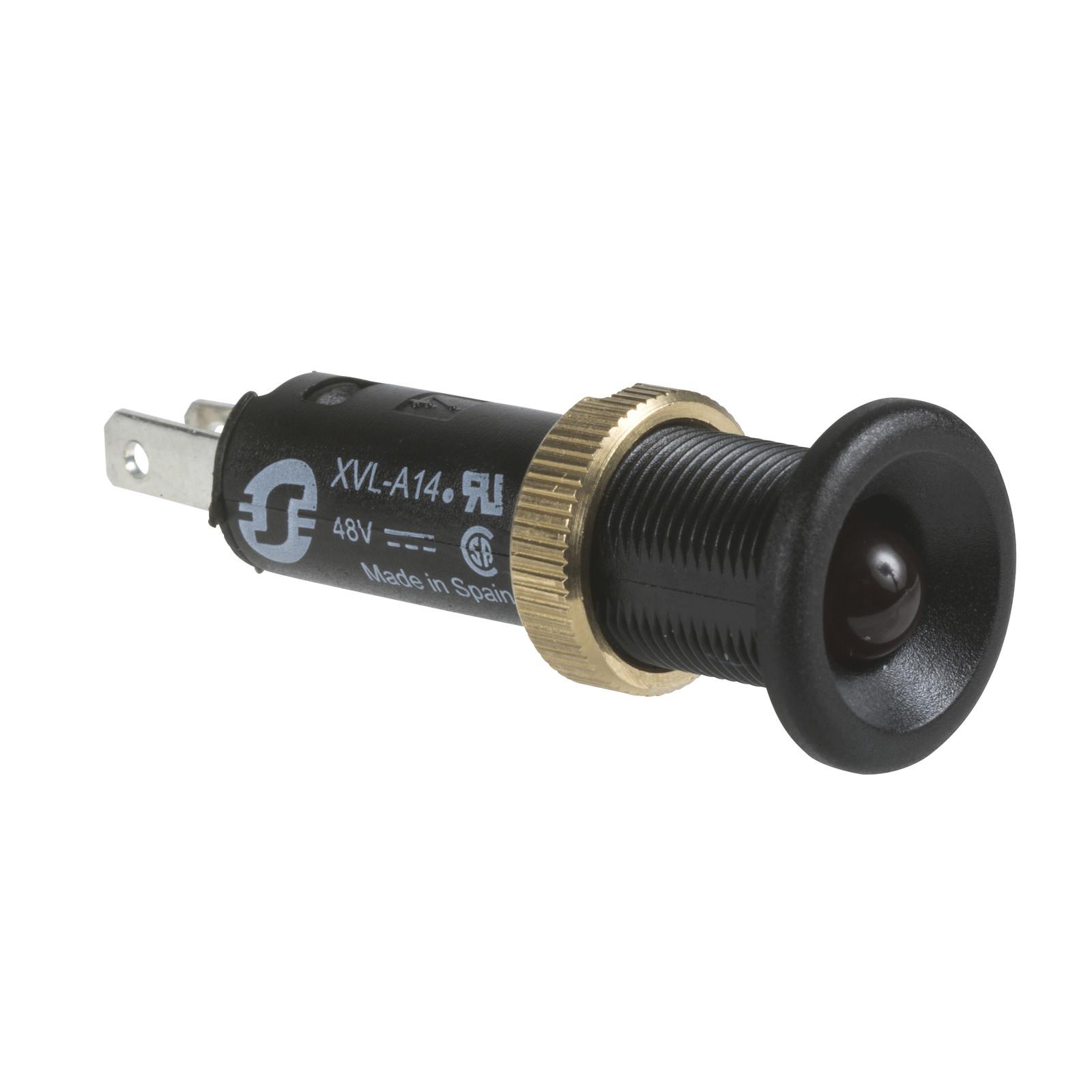 Pilot light, Harmony XVL, plastic, red, 8mm, protruding LED, faston connectors, 24V DC