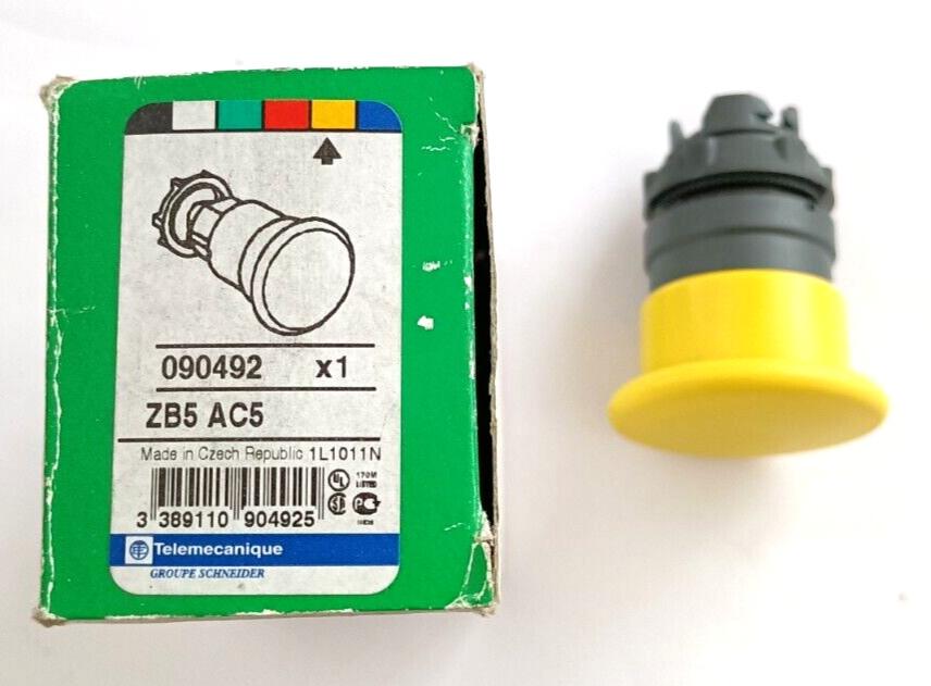 Head for non illuminated pushbutton, Harmony XB5, plastic, yellow, mushroom 40mm, 22mm, spring return