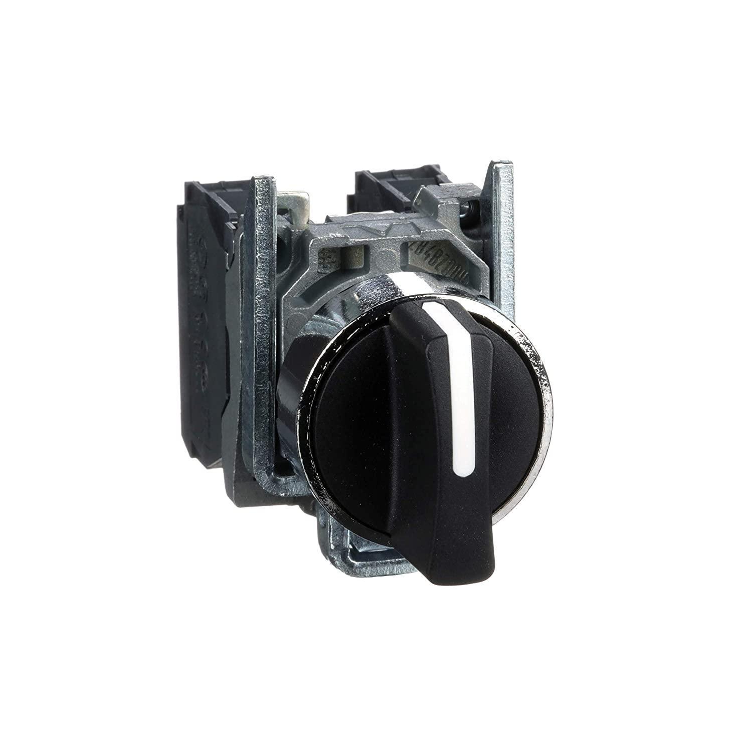 Harmony, 22mm Push Button, 3 position selector switch, black, spring return, 2 NO, 600 V