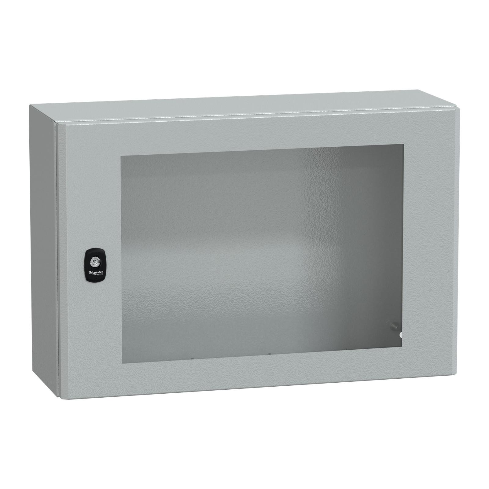 Wall mounted steel enclosure, Spacial S3D, transparent door, without mounting plate, 400x600x200mm, IP66, IK08
