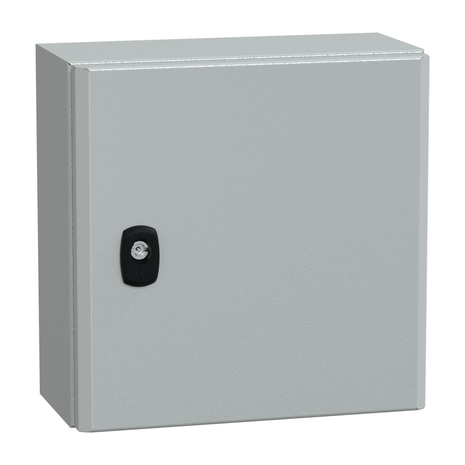 Wall mounted steel enclosure, Spacial S3D, plain door, without mounting plate, 300x300x150mm, IP66, IK10