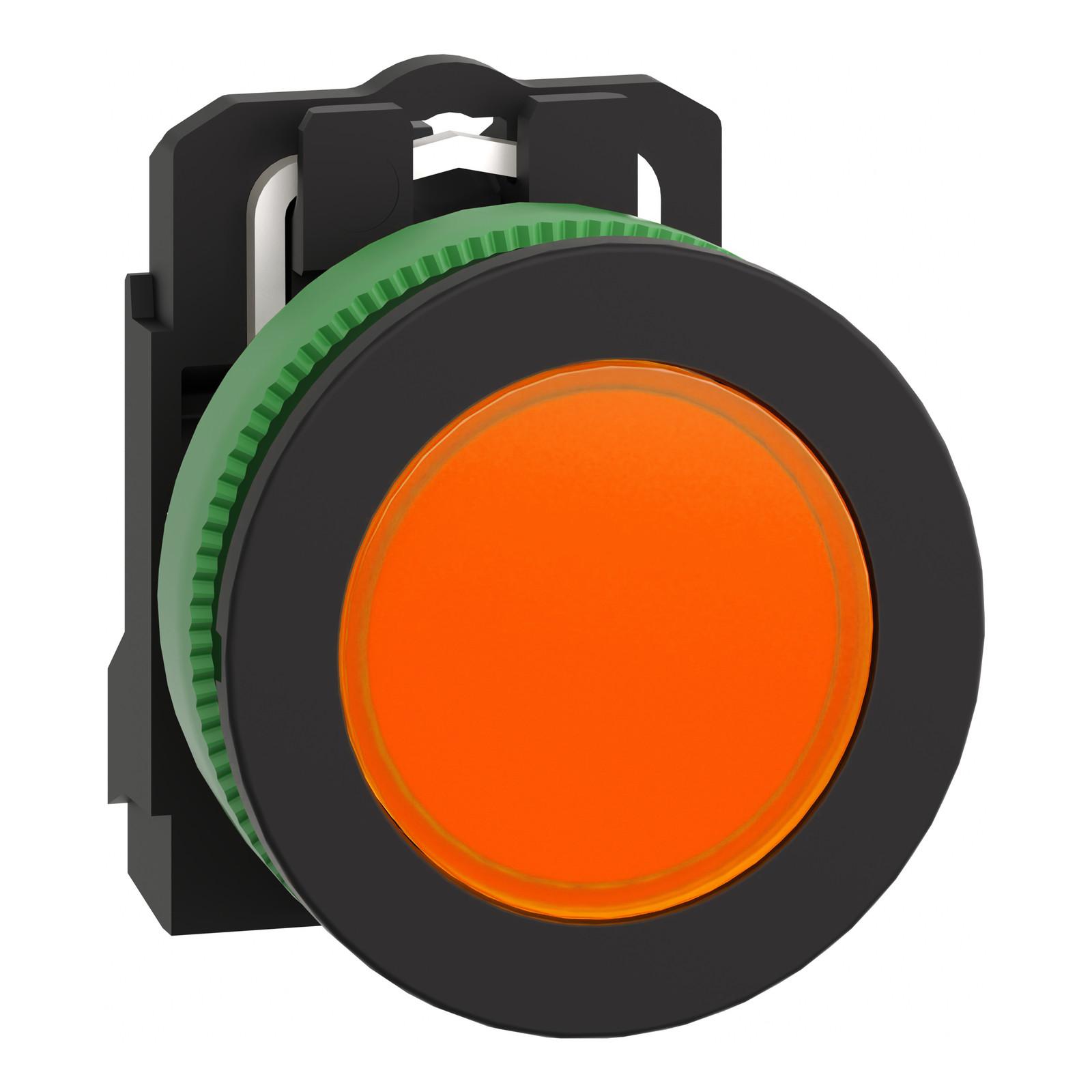Pilot light, Harmony XB5, antimicrobial, grey plastic, orange flush mounted, 30mm, universal LED, 230...240V AC