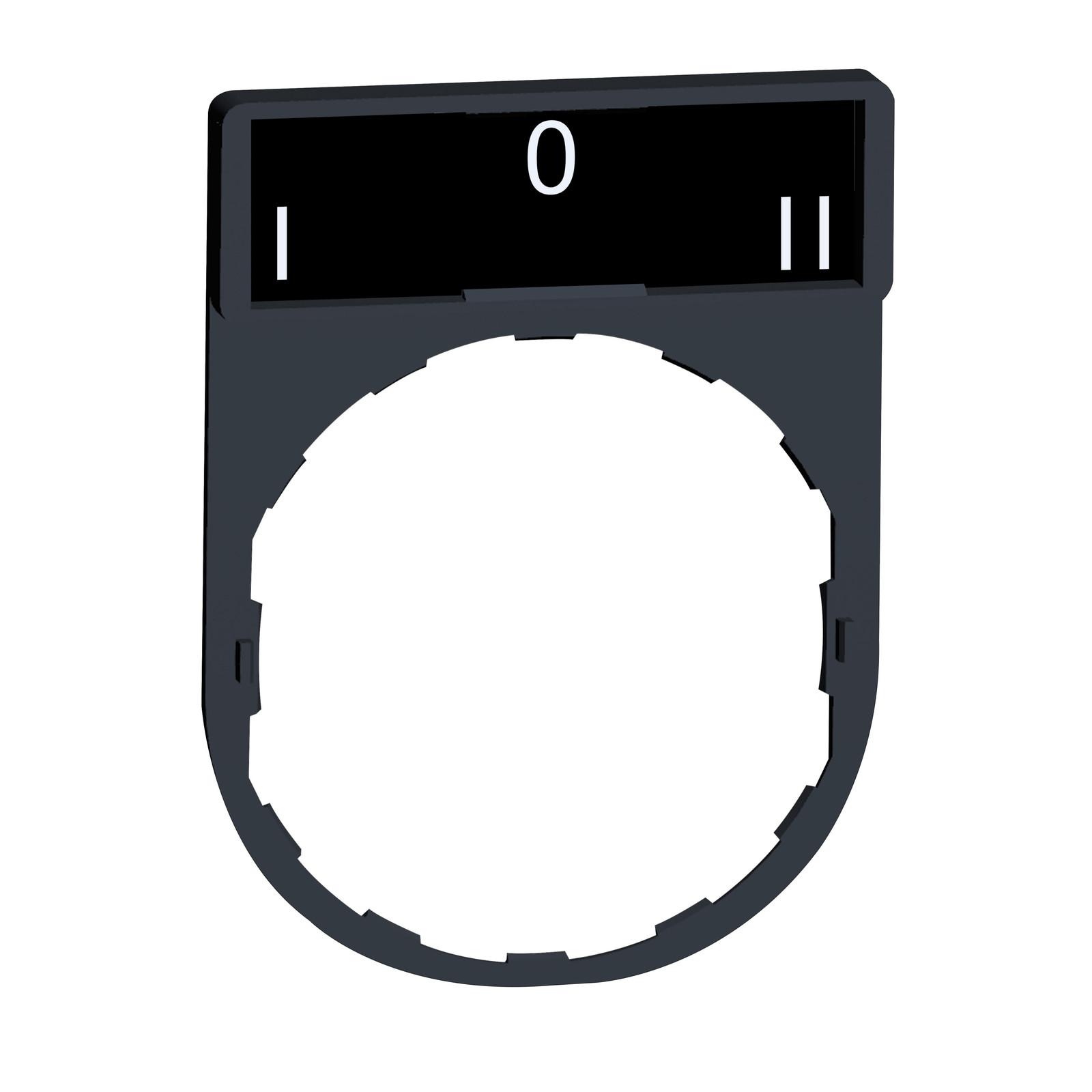 Legend holder, Harmony XB4, 30 x 40mm, plastic, 8 x 27mm legend, white marked I-O-II