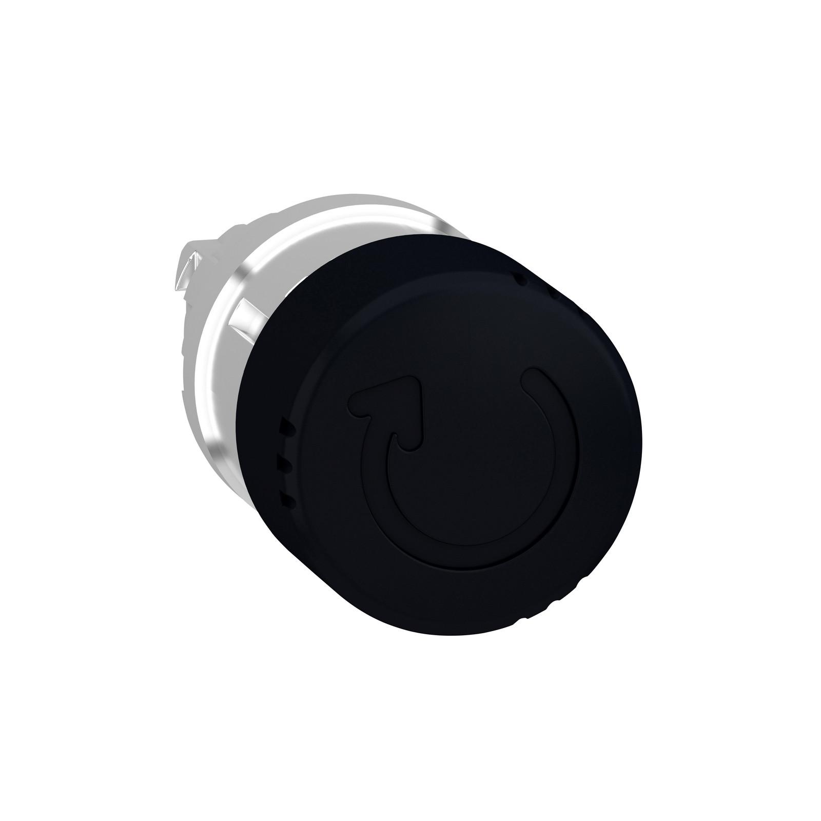 Mushroom push button head 30mm, Harmony XB4, metal, black, 22mm, latching turn realease