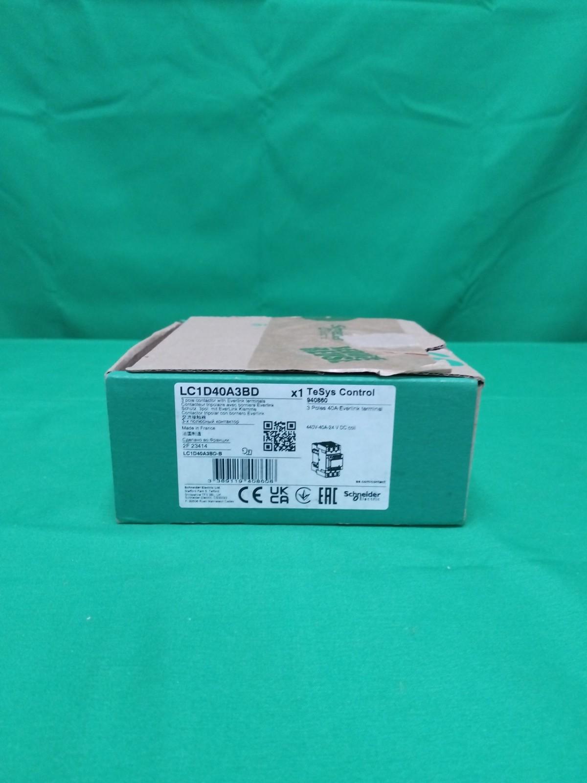 IEC contactor, TeSys Deca, nonreversing, 40A, 30HP at 480VAC, 3 phase, 3 pole, 3 NO, 24VDC coil, open style