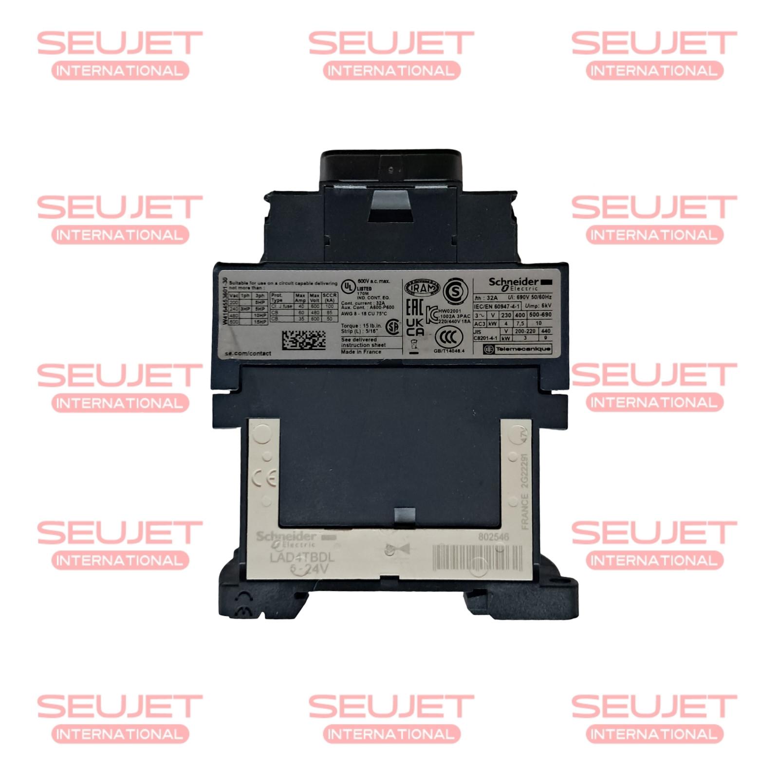IEC contactor, TeSys Deca, nonreversing, 18A, 10HP at 480VAC, up to 100kA SCCR, 3 phase, 3 NO, 24VDC coil, open