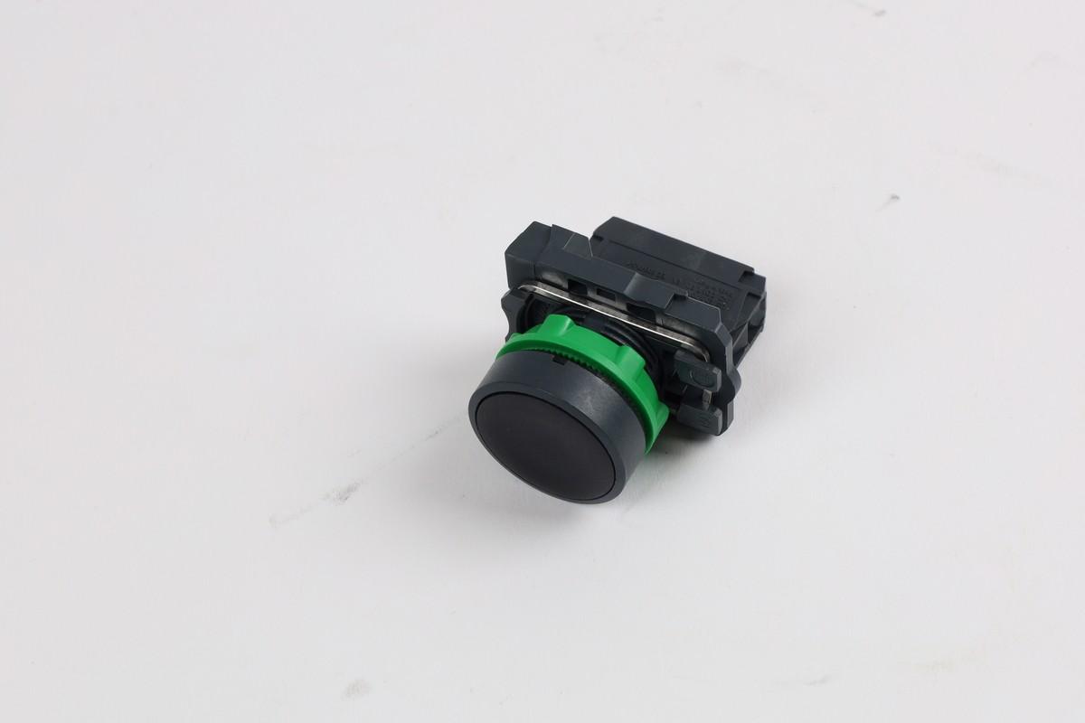 Push button, Harmony XB5, plastic, flush, black, 22mm, spring return, unmarked, 1NO