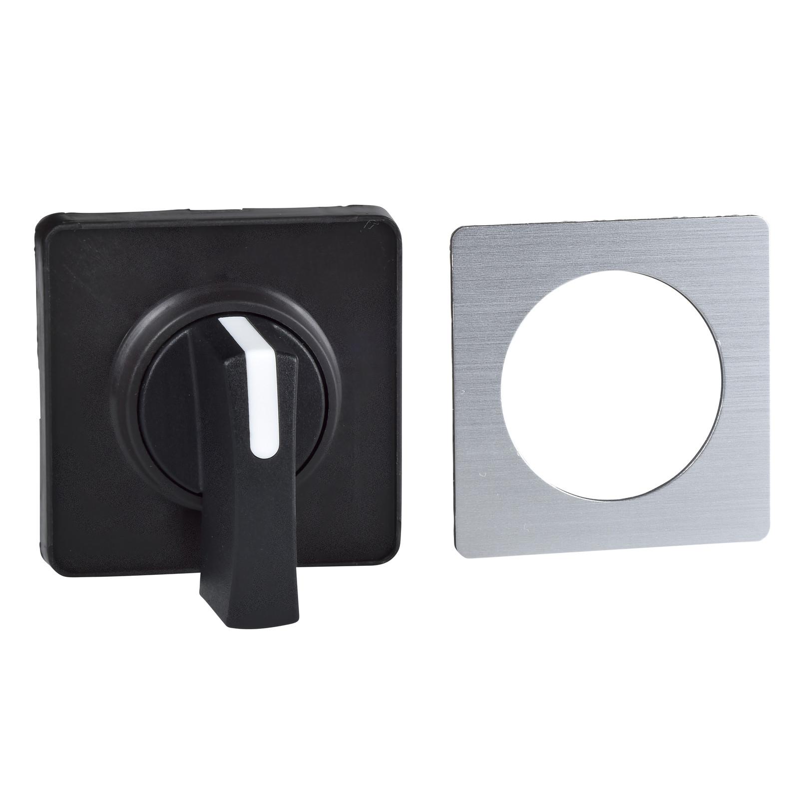 Cam switch operating head, Harmony K1, K2, 22mm, plastic, 45x45mm plate, metallic legend, black handle