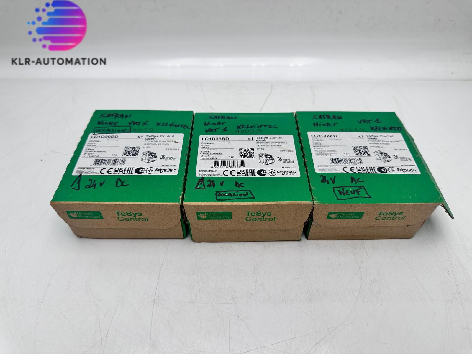 IEC contactor, TeSys Deca, nonreversing, 38A, 20HP at 480VAC, up to 100kA SCCR, 3 phase, 3 NO, 24VDC coil, open style