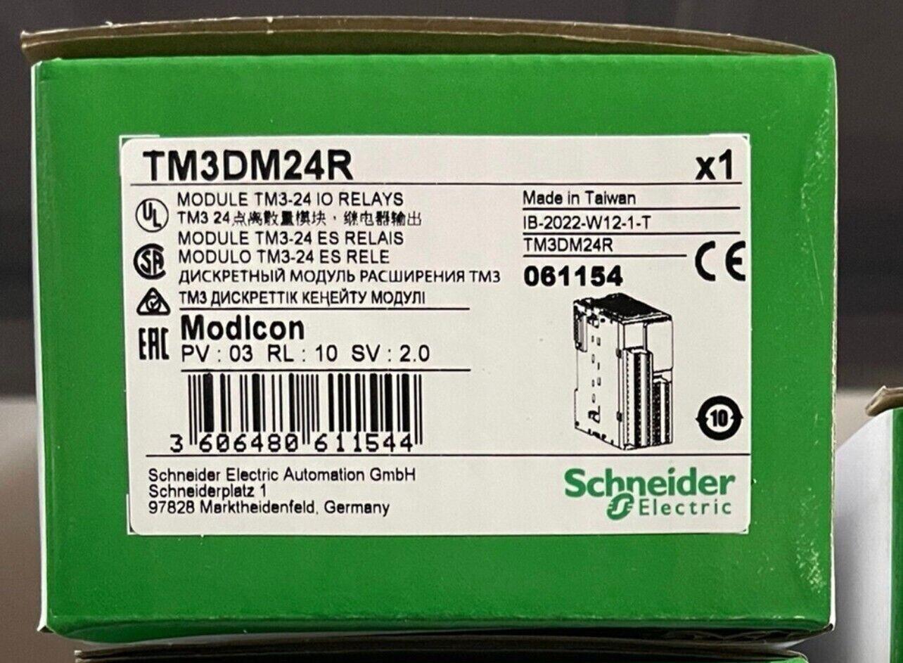 discrete IO module, Modicon TM3, 24 IO, 16 inputs, 8 relay outputs, screw, 24V DC