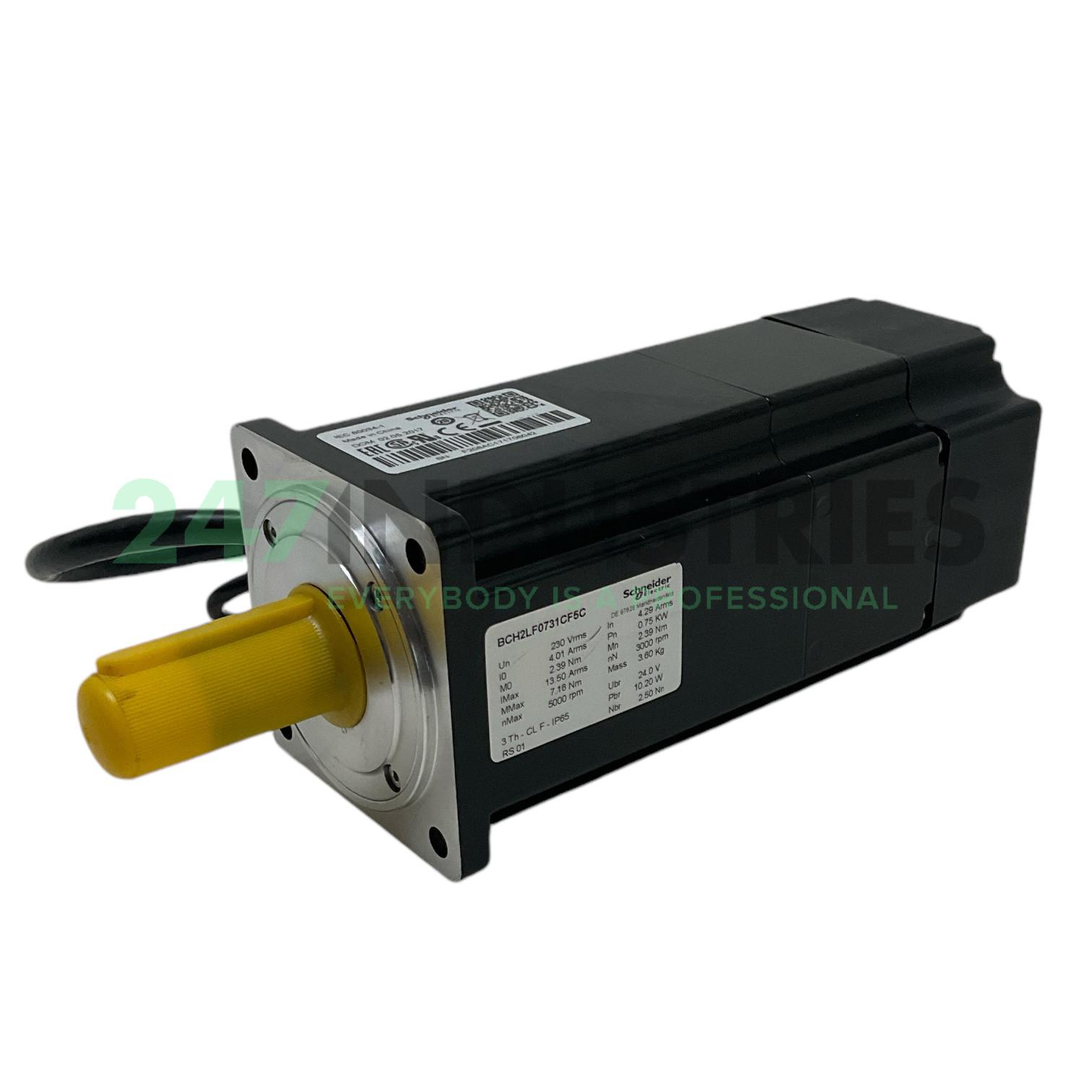 servo motor BCH, Lexium 28, 80mm, 750W, 1.24kg.cm², without oil seal, with key, brake, leads connection