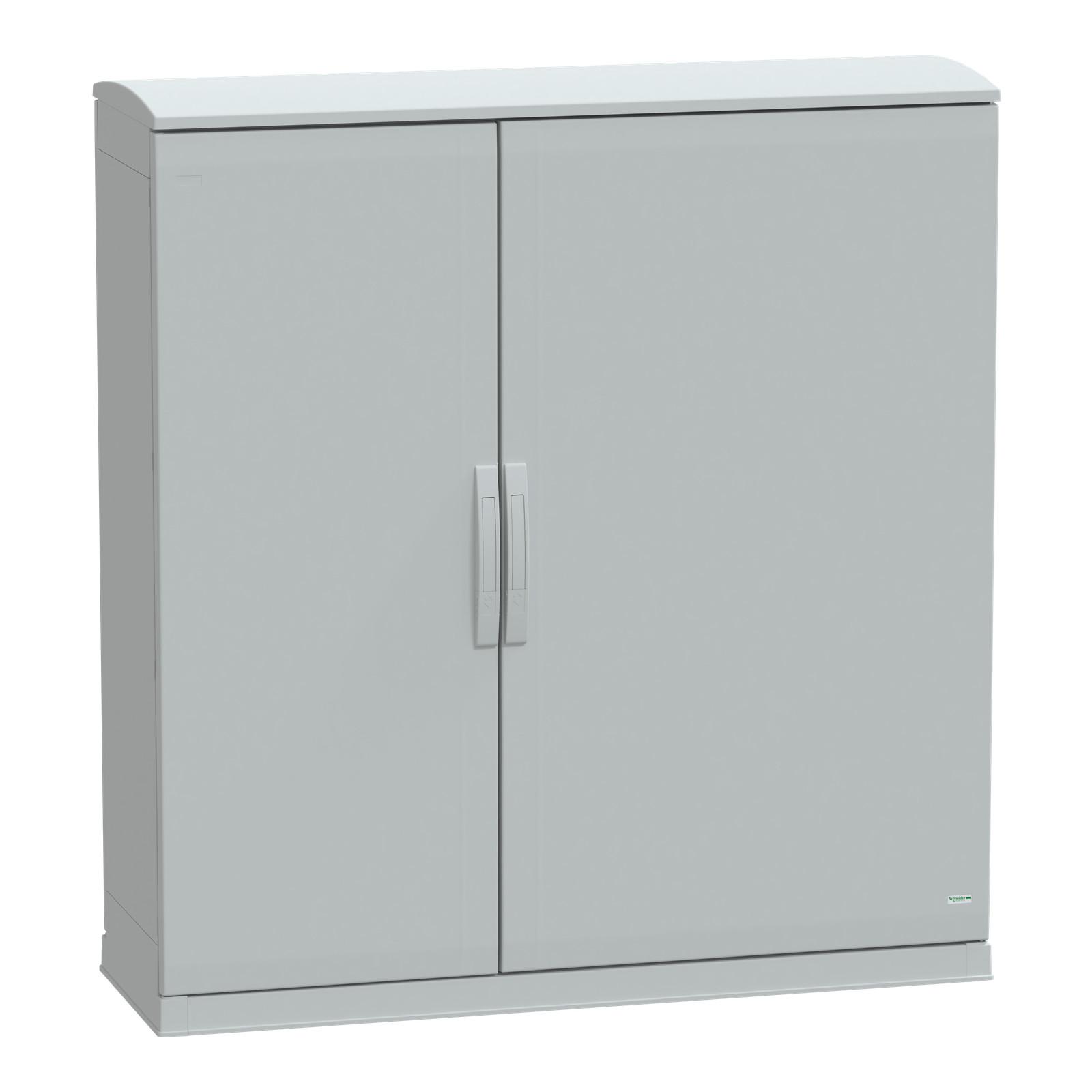 Floor standing polyester enclosure, Thalassa PLA, open bottom, ventilated canopy, 1250x1250x420mm, IP44, IK10