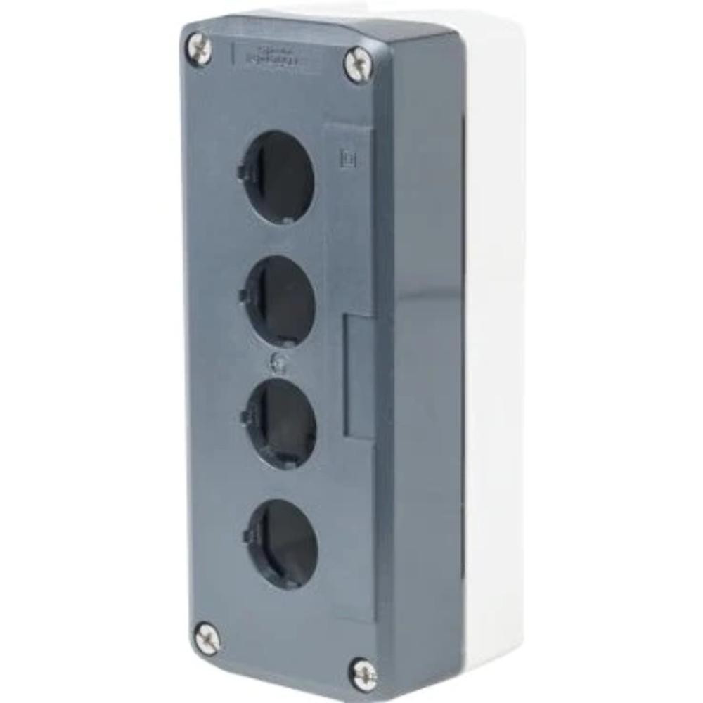 Empty control station, Harmony XALD, XALK, plastic, dark grey lid, light grey base, 4 cut out, UL CSA certified