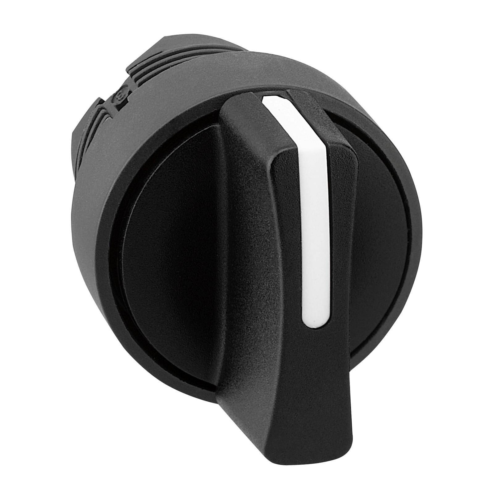 Head for selector switch, Harmony XB5, plastic, black, 22mm, 3 positions, spring return from right to center