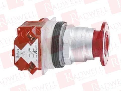 Push-button, Harmony 9001K, metal, mushroom 41mm, red, 30mm, 3 positions, return to center, 1 NC late + 1 NC