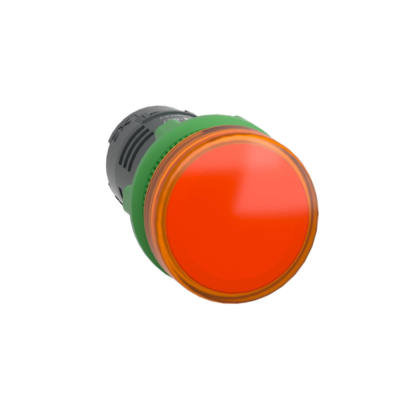 Monolithic pilot light, Harmony XB5, grey plastic, orange, 22mm, universal LED, plain lens, 110...120V AC