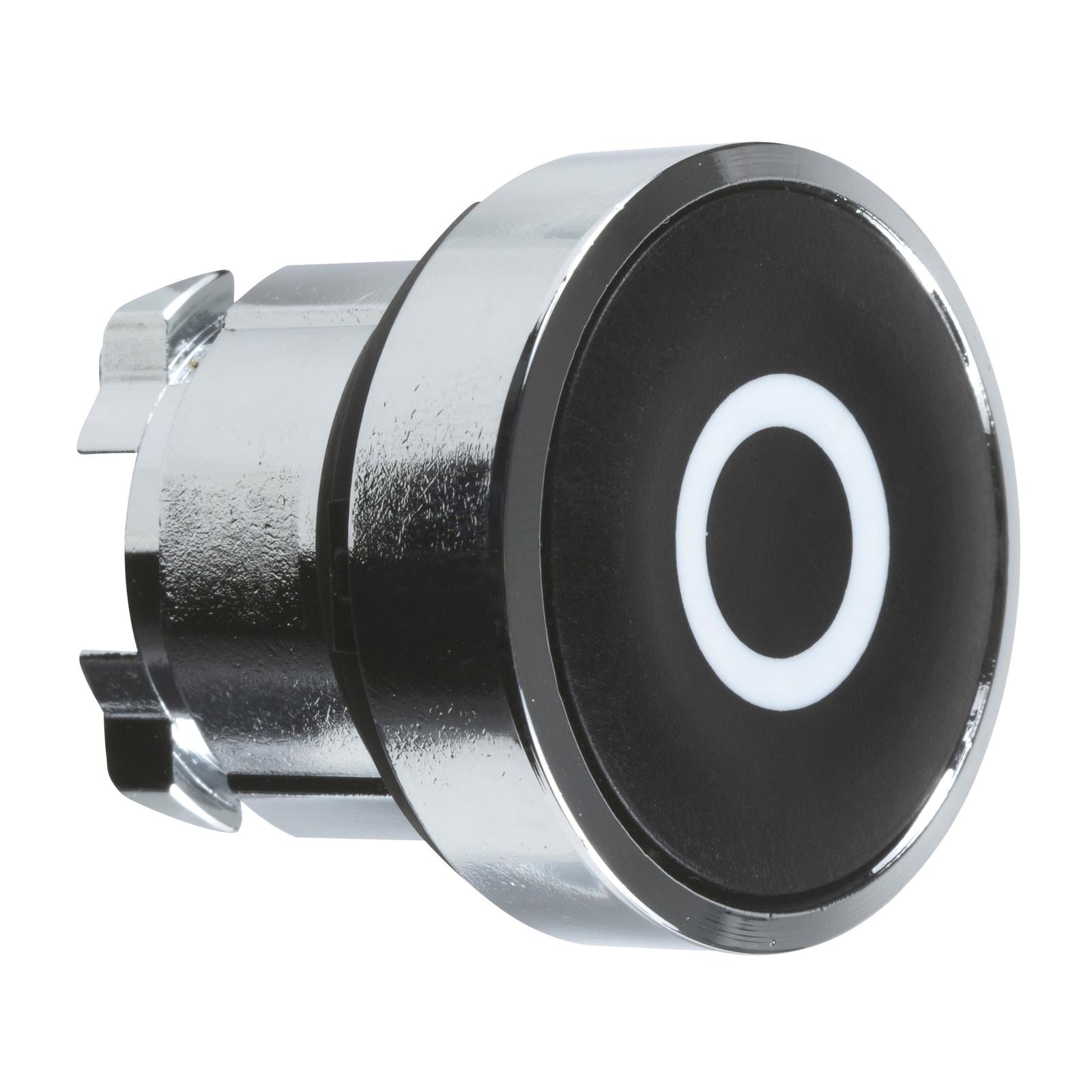 Head for non illuminated push button, Harmony XB4, metal, flush, black, 22mm, spring return, marked O