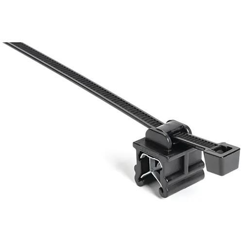 2-Piece Cable Tie & Edge Clip, 8.0" Long, EC20, 3-6 mm Panel, 50lb, PA66UV/PA66HIRHSUV, Black, 100/pkg