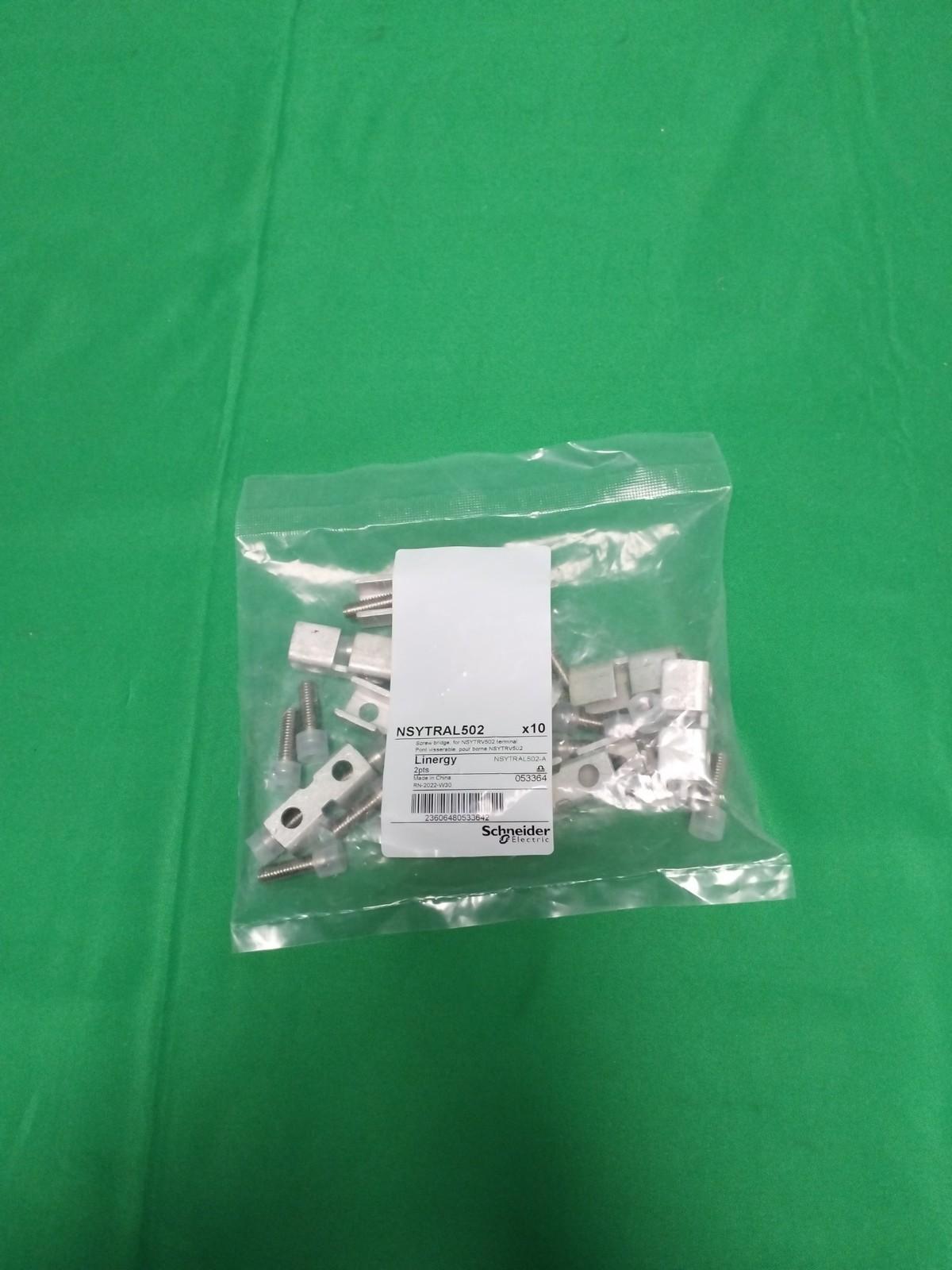 Plug-in bridge, Linergy TR, 2 points, for screw terminal NSYTRV502, 2 way, red, set of 10