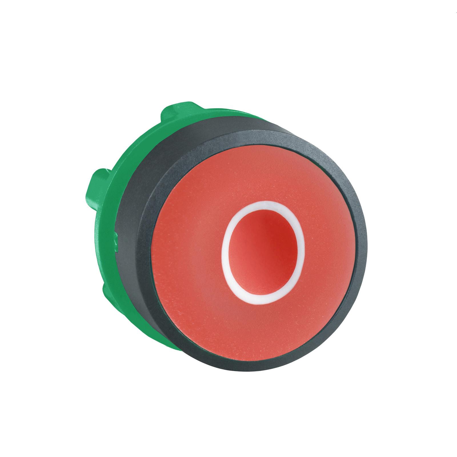 Head for non illuminated push button, Harmony XB5, plastic, flush, red, 22mm, spring return, marked O