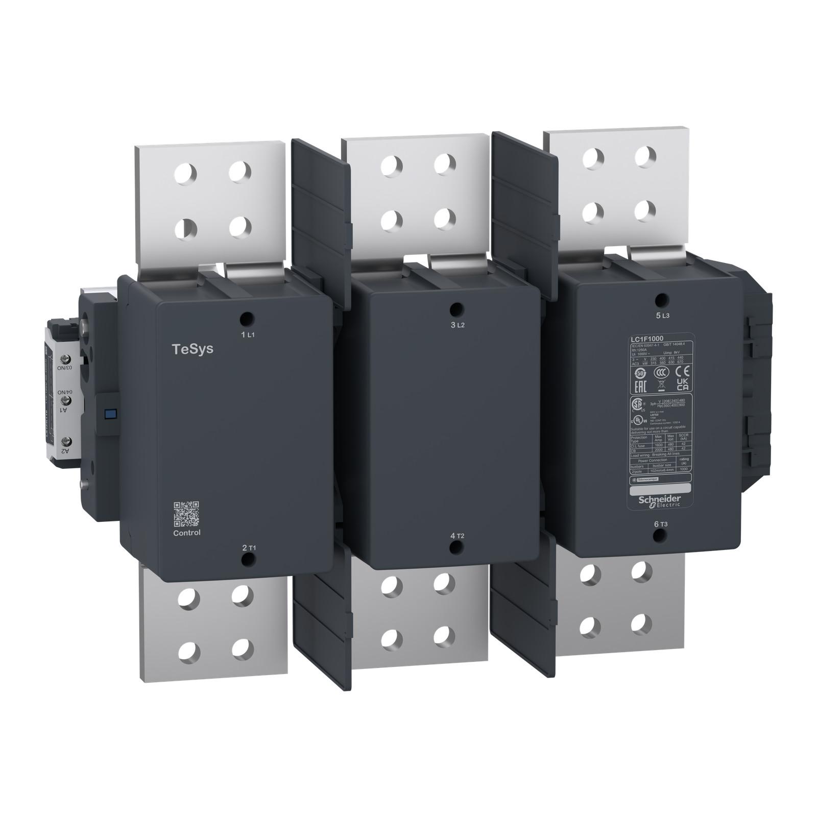 contactor body withou coil, TeSys F, 3P(3NO), AC-3, <=440V 1000A, with coil LX1/LX9, 110…500V AC 40/400Hz, LX4 - 110...440V DC