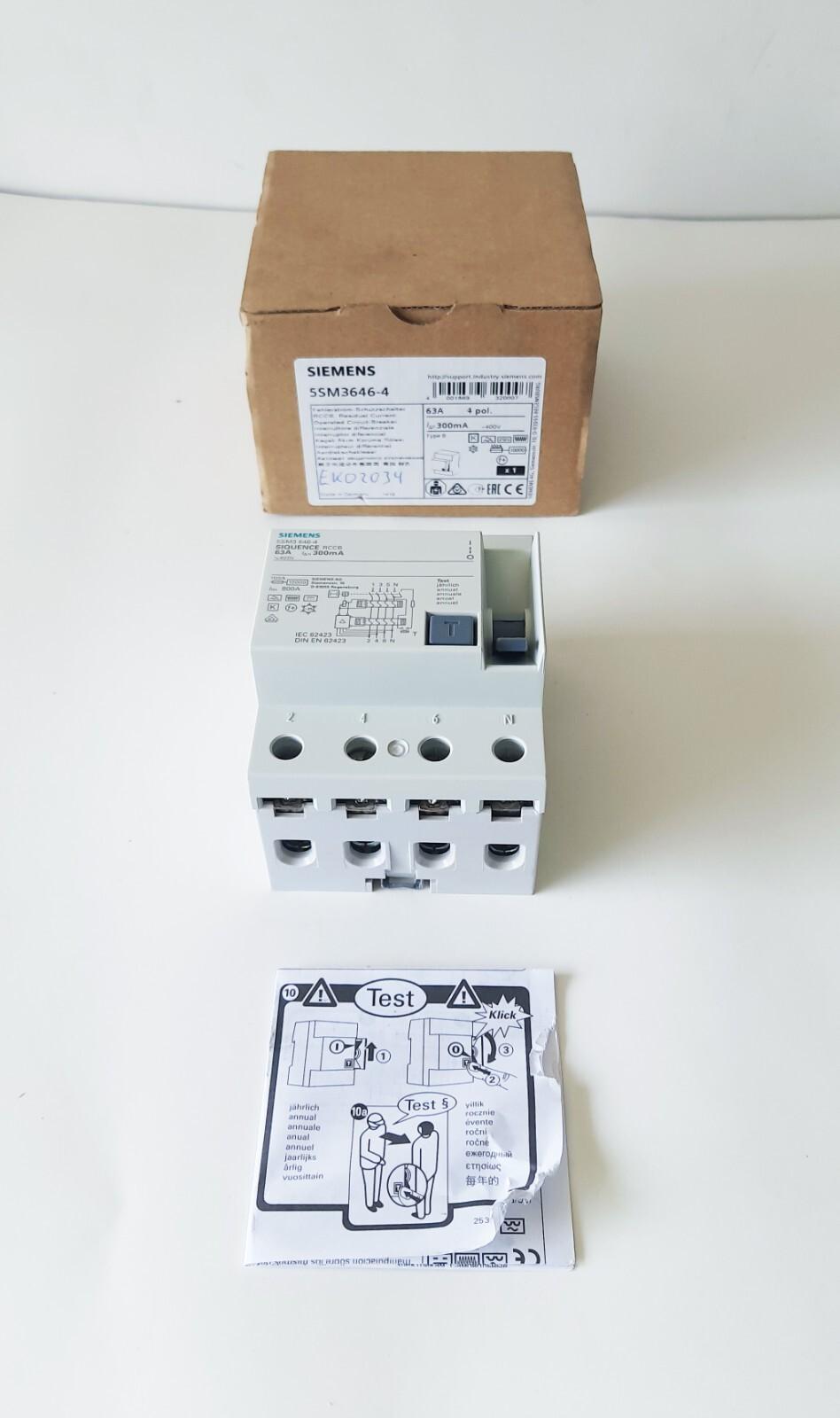 RCCB, 3+N-POLE, 63A, 400V, IFN 300MA, TYPE B