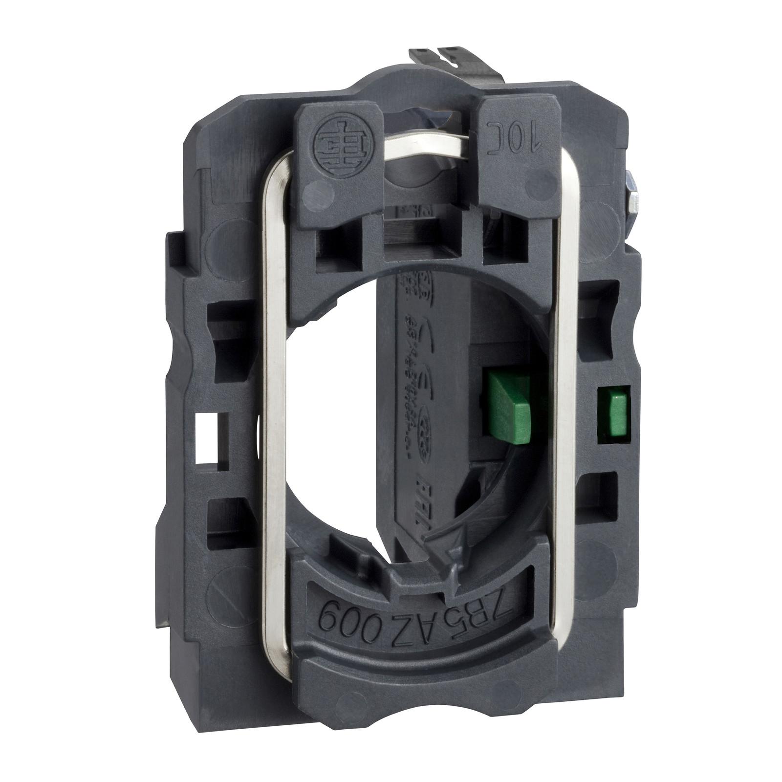 Harmony complete body/contact, body for push buttons or selector switches, XB6, single contact block with body/fixing collar 1 NO faston connector
