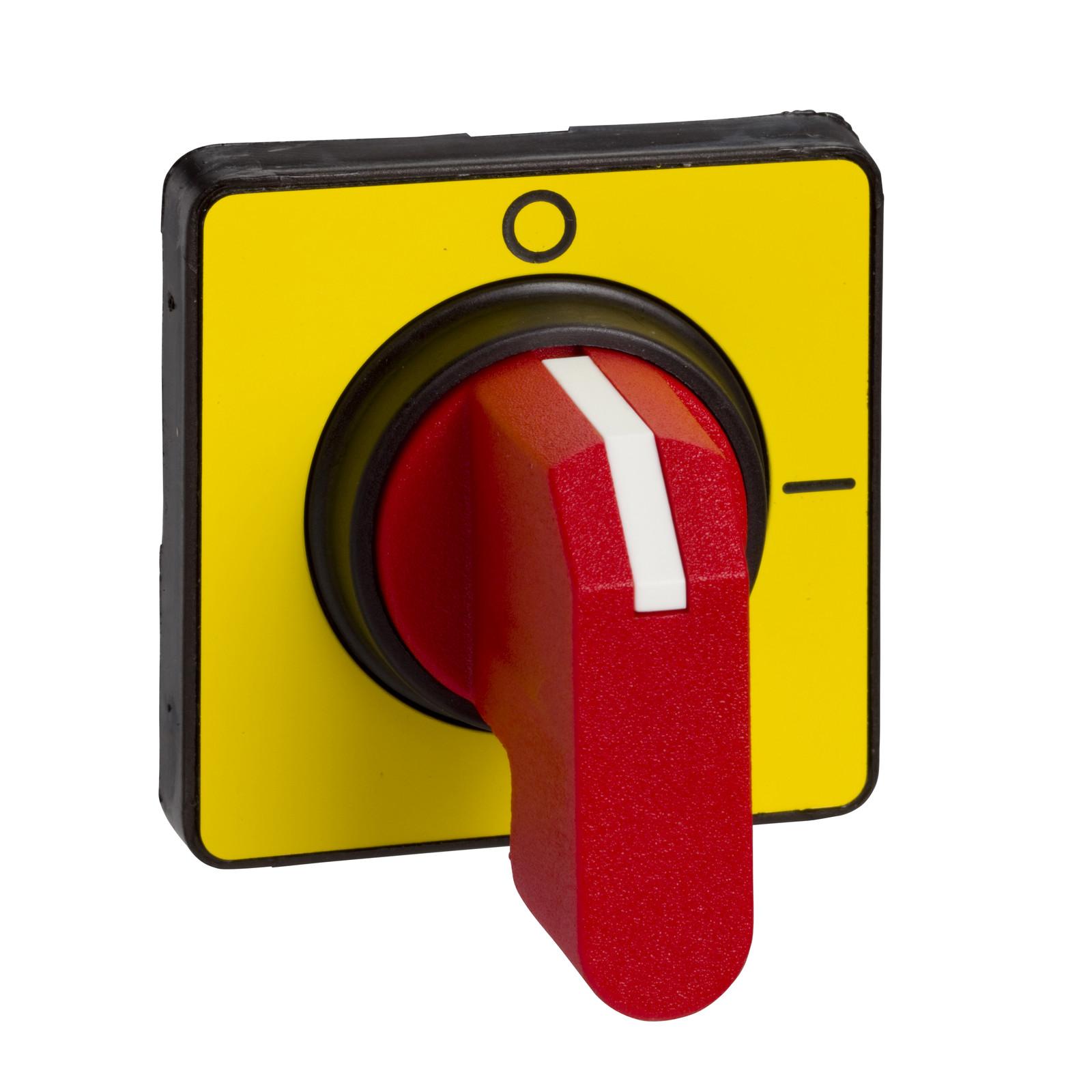 Handles and front plates,TeSys Control,red handle,yellow front,without padlocking,fixing by Ø22.5