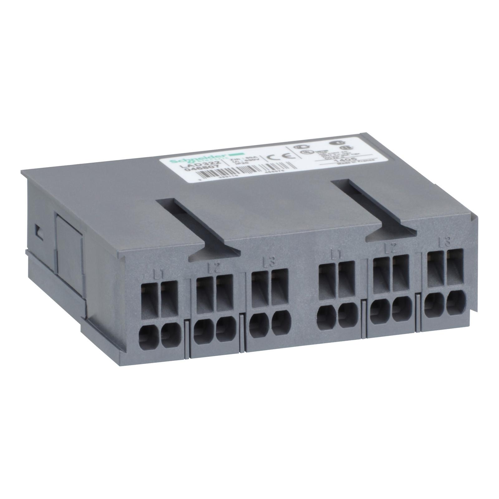 Power splitter box,TeSys Deca Fram 2,63A,for 2 starters composed by GV2ME**3/LS1D323 and LC1D**3 (spring terminal)