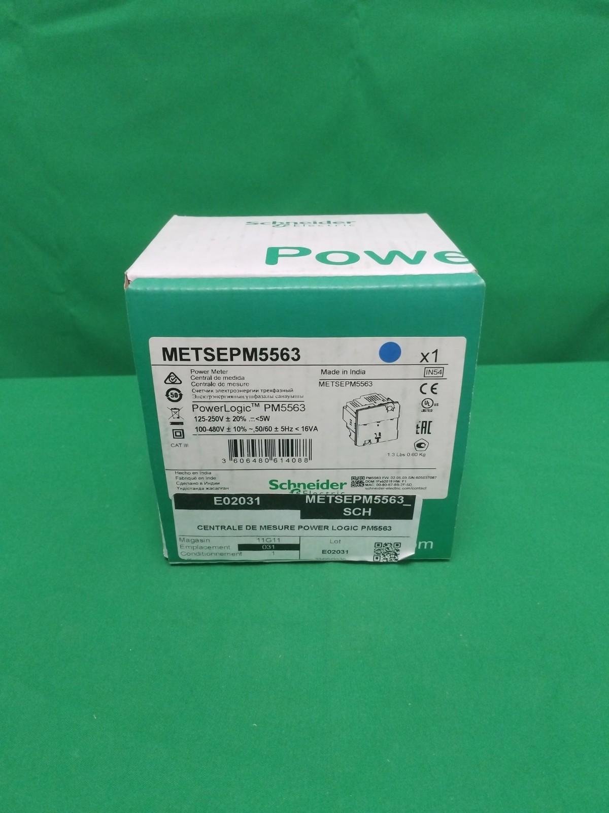 power meter PowerLogic PM5563, 2 ethernet, up to 63th Harmonic, 1,1MB 4DI/2DO 52 alarms, DIN mounted