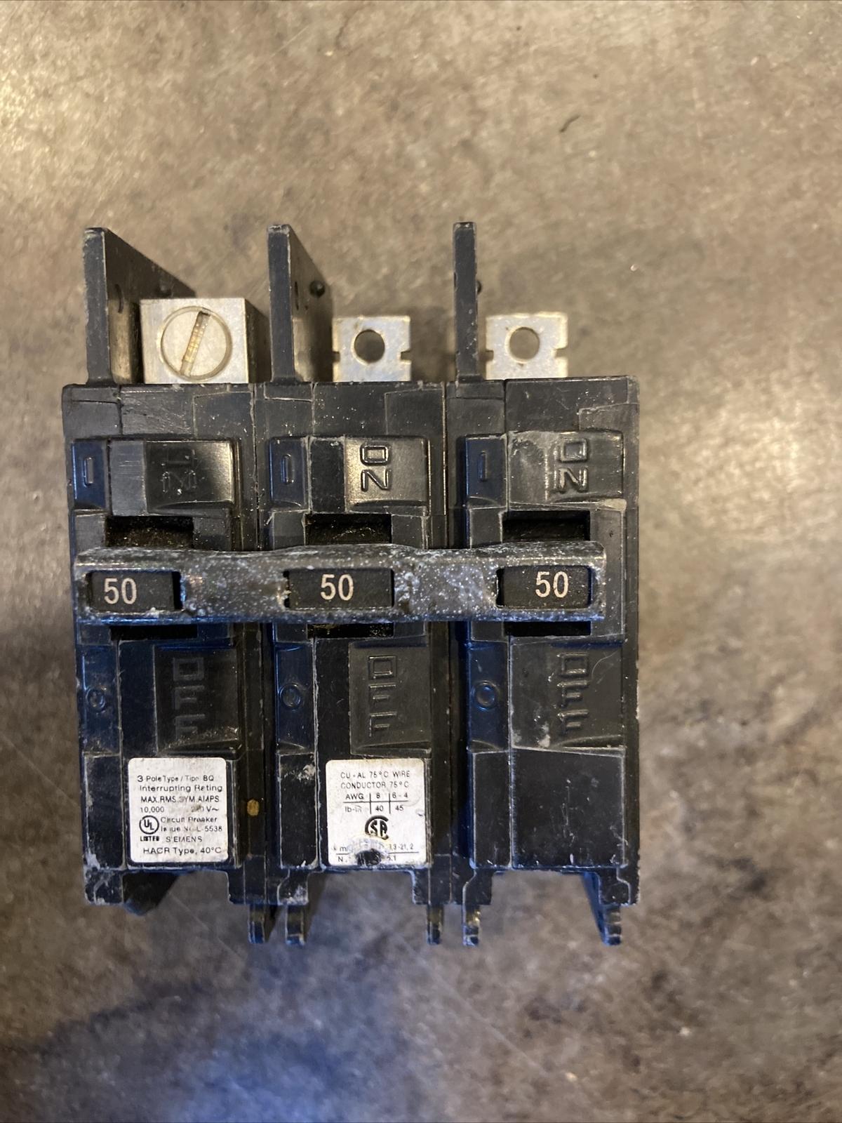 BRKR BQ 3P 240V 50A 10K LUG