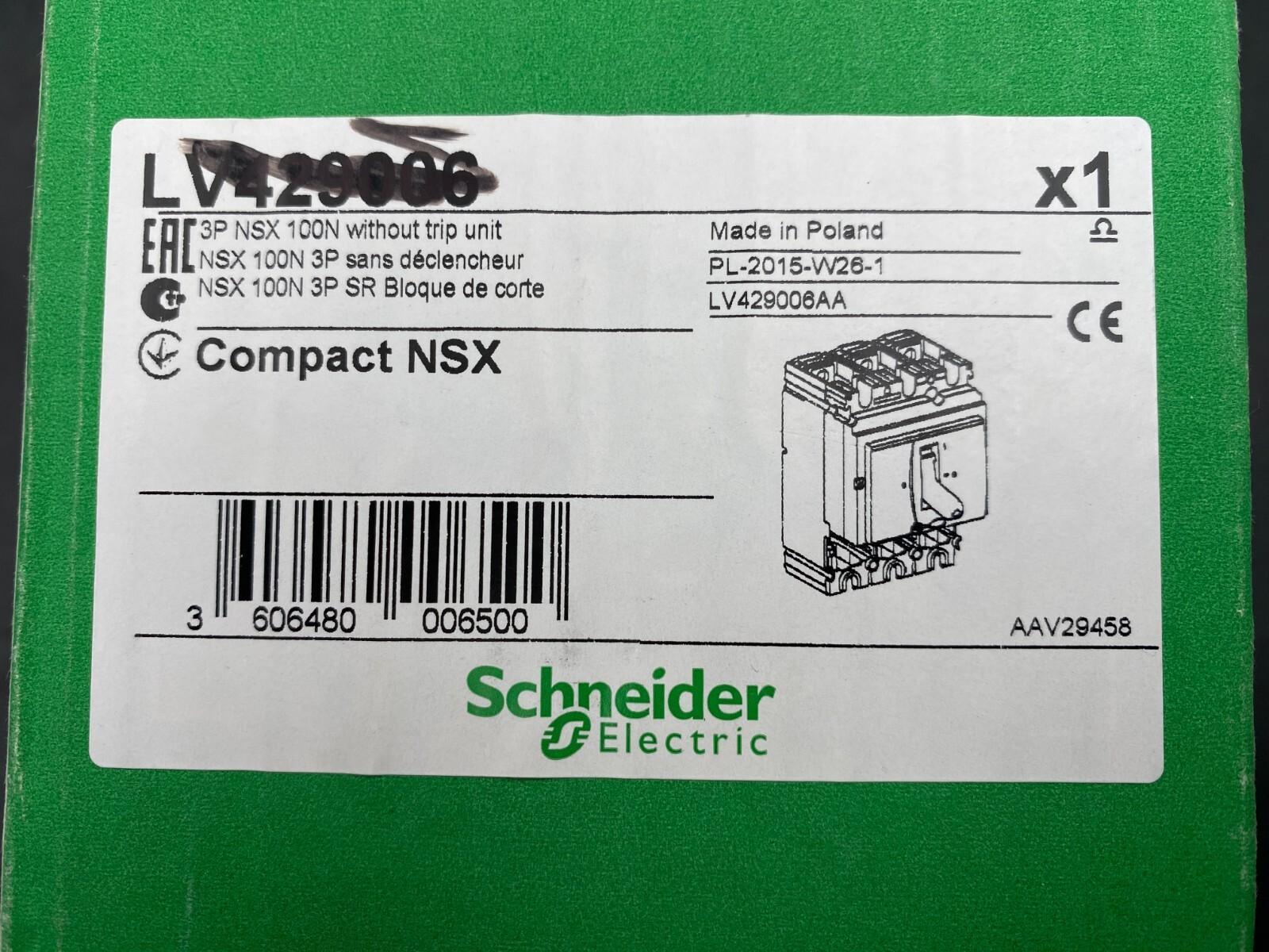 Circuit breaker basic frame, ComPact NSX100N, 50kA at 415VAC 50/60 Hz, 100A, without trip unit, 3 poles