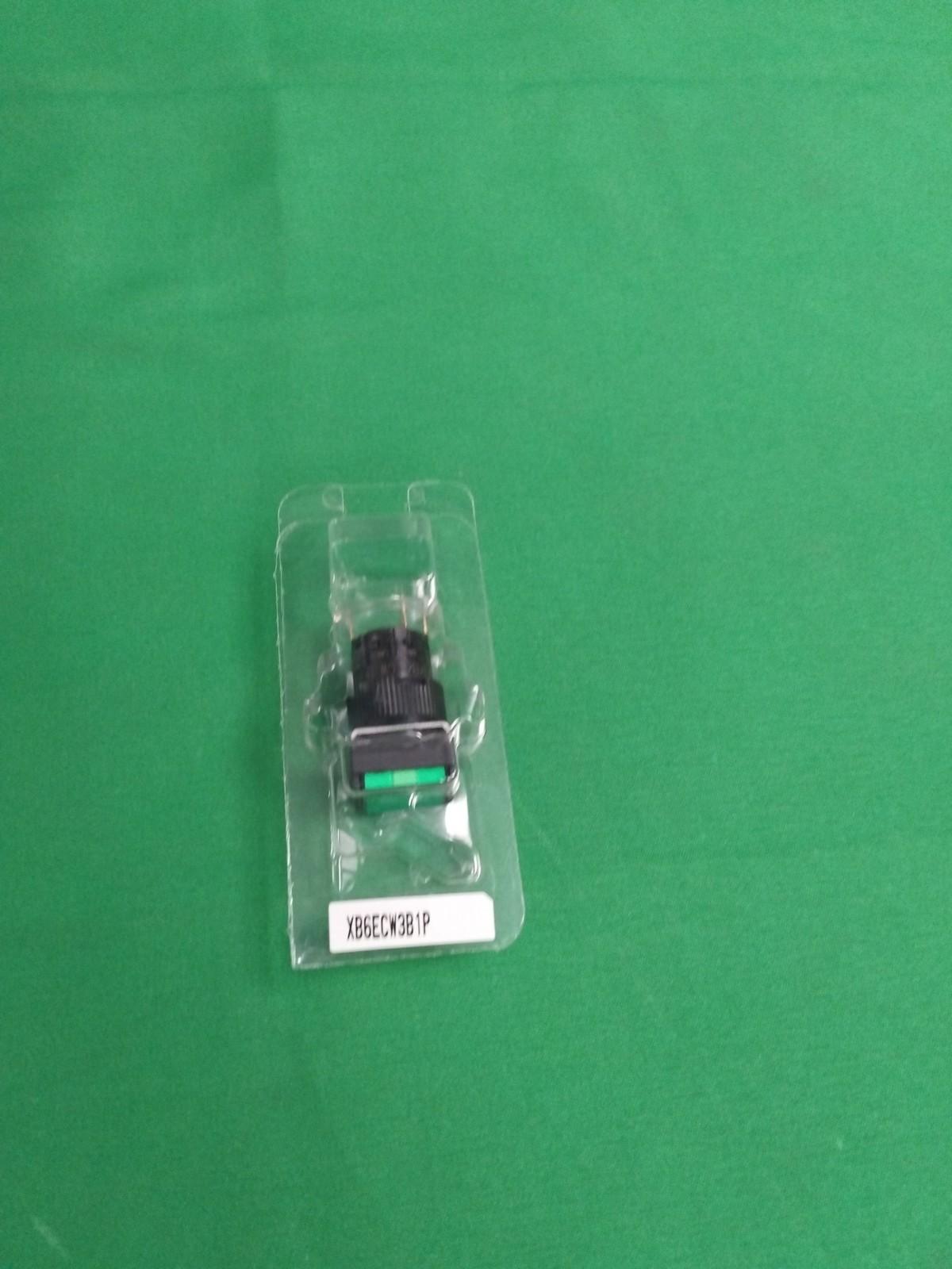 Illuminated monolithic push button, Harmony XB6E, square green flush, 16mm, spring return, 24V DC, 1CO